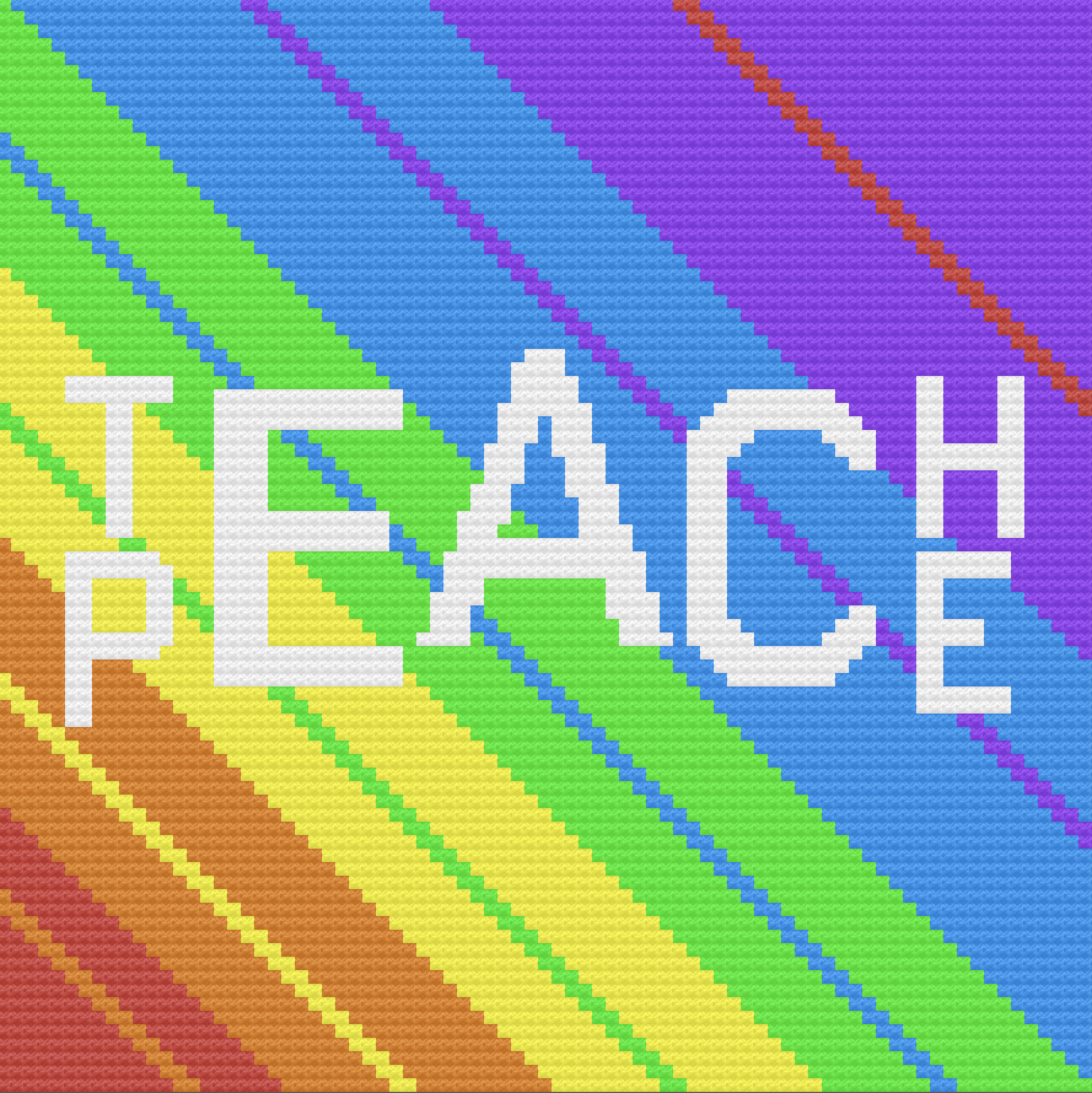 Teach Peace, Rainbow Stripe Afghan, C2C Crochet Pattern, Written Row by Row, Color Counts, Instant Download, C2C Graph, C2C Pattern, Graphgan Pattern, Corner to Corner, Graphgan, Crochet Pattern