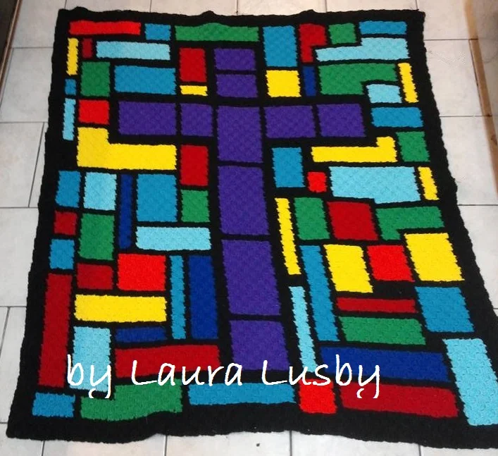 Stained Glass Cross Afghan, C2C Crochet Pattern, Written Row by Row, Color Counts, Instant Download, C2C Graph, C2C Pattern, Graphgan Pattern, Corner to Corner, Graphgan, Crochet Pattern