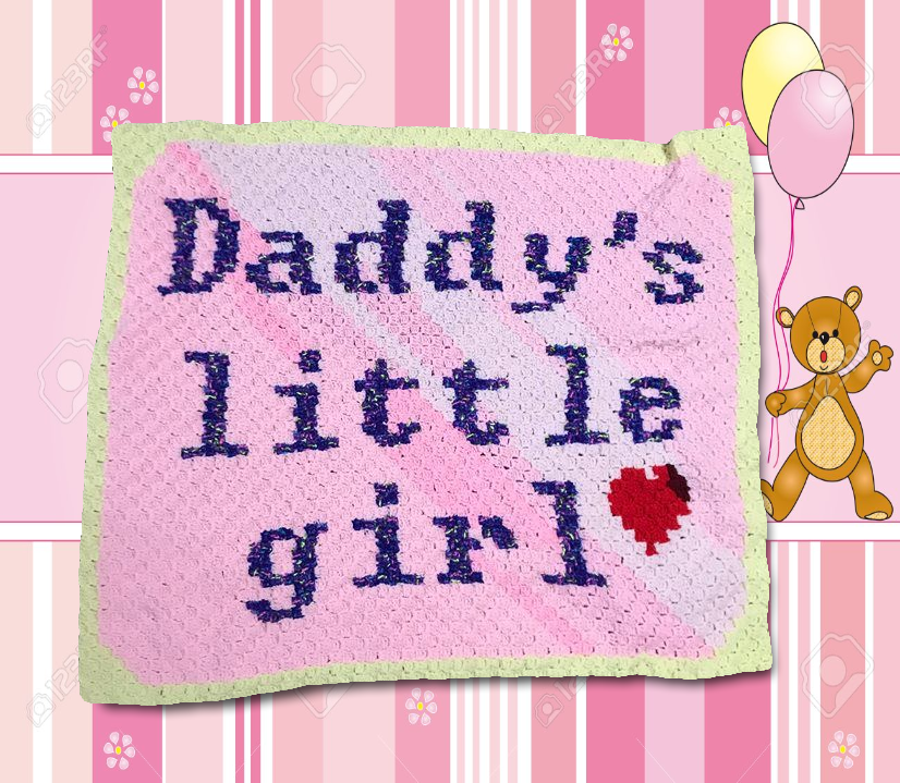 Daddy’s Little Girl Afghan, C2C Crochet Pattern, Written Row by Row, Color Counts, Instant Download, C2C Graph, C2C Pattern, Graphgan Pattern, Corner to Corner, Graphgan, Crochet Pattern