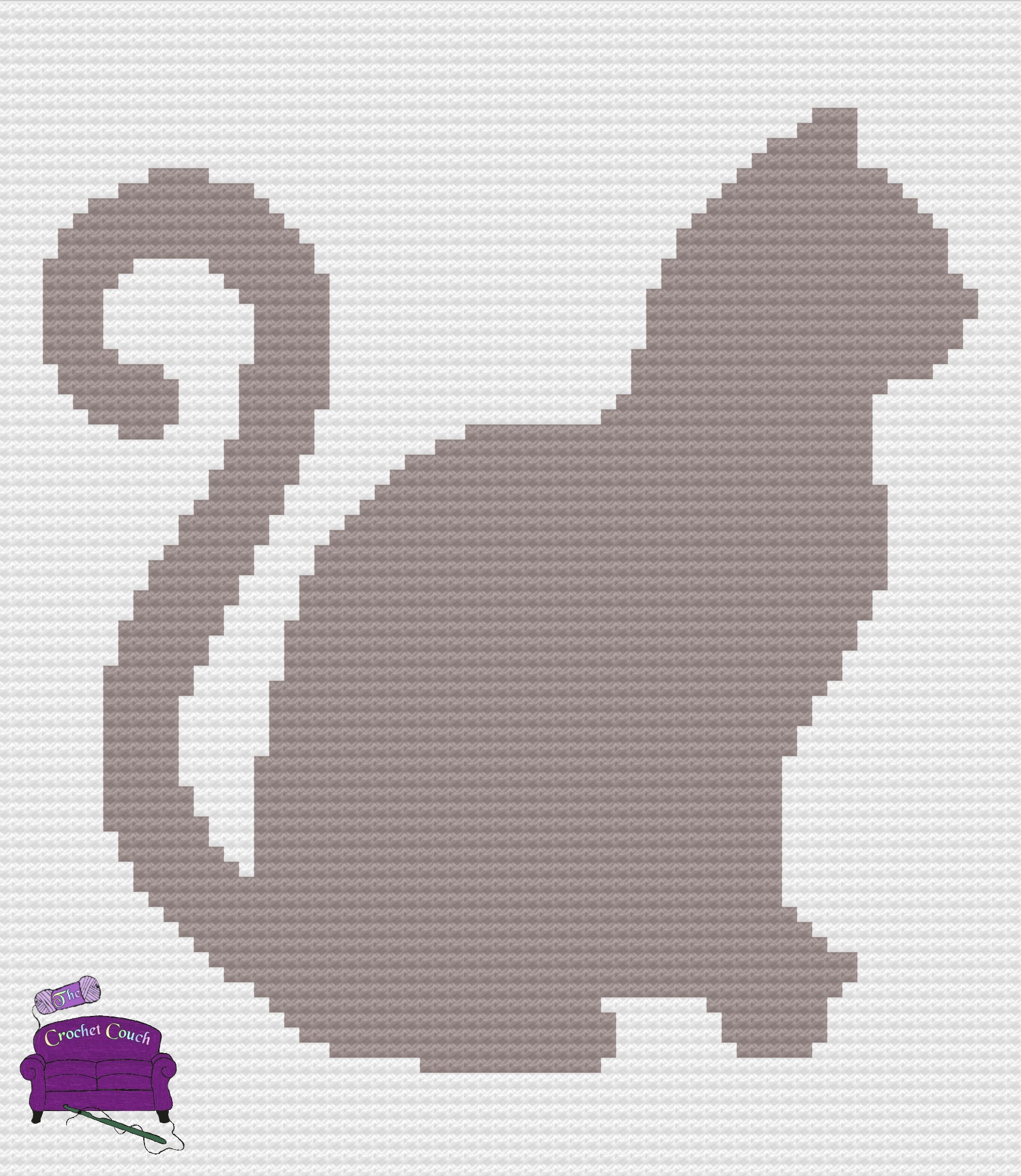 Graph image of cat silhouette afghan.  Graph simulation in ecru and gray to show what the afghan will look like when crocheted.   - pattern from The Crochet Couch