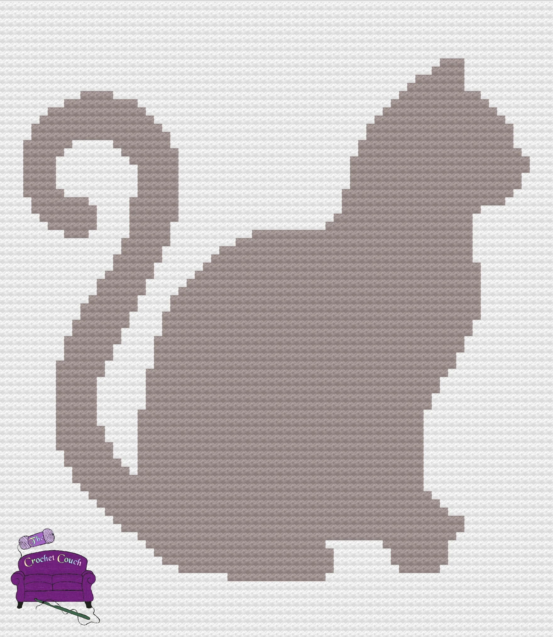 Graph image of cat silhouette afghan.  Graph simulation in ecru and gray to show what the afghan will look like when crocheted.   - pattern from The Crochet Couch