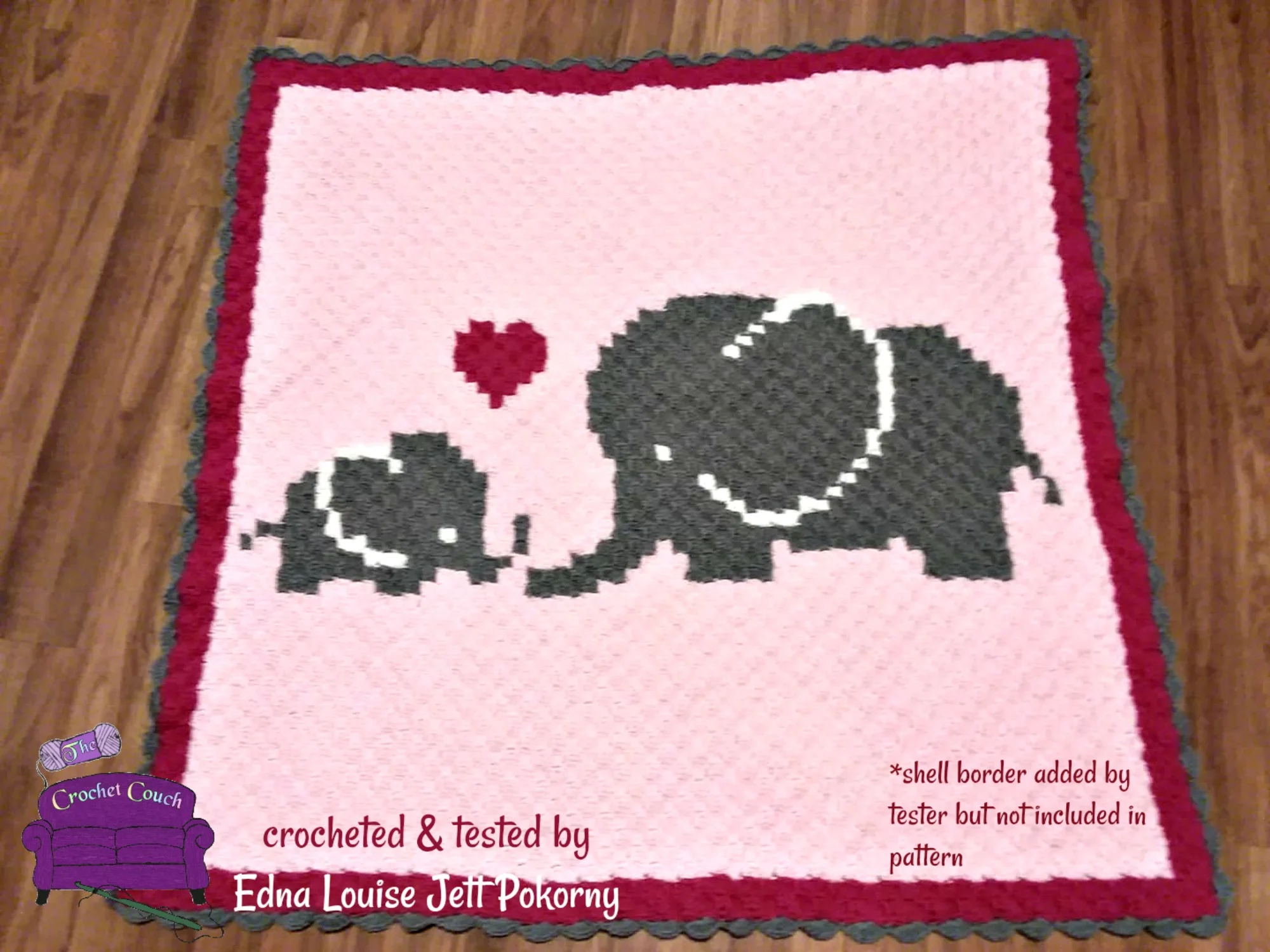 Elephant Mommy and Baby Afghan, C2C Crochet Pattern