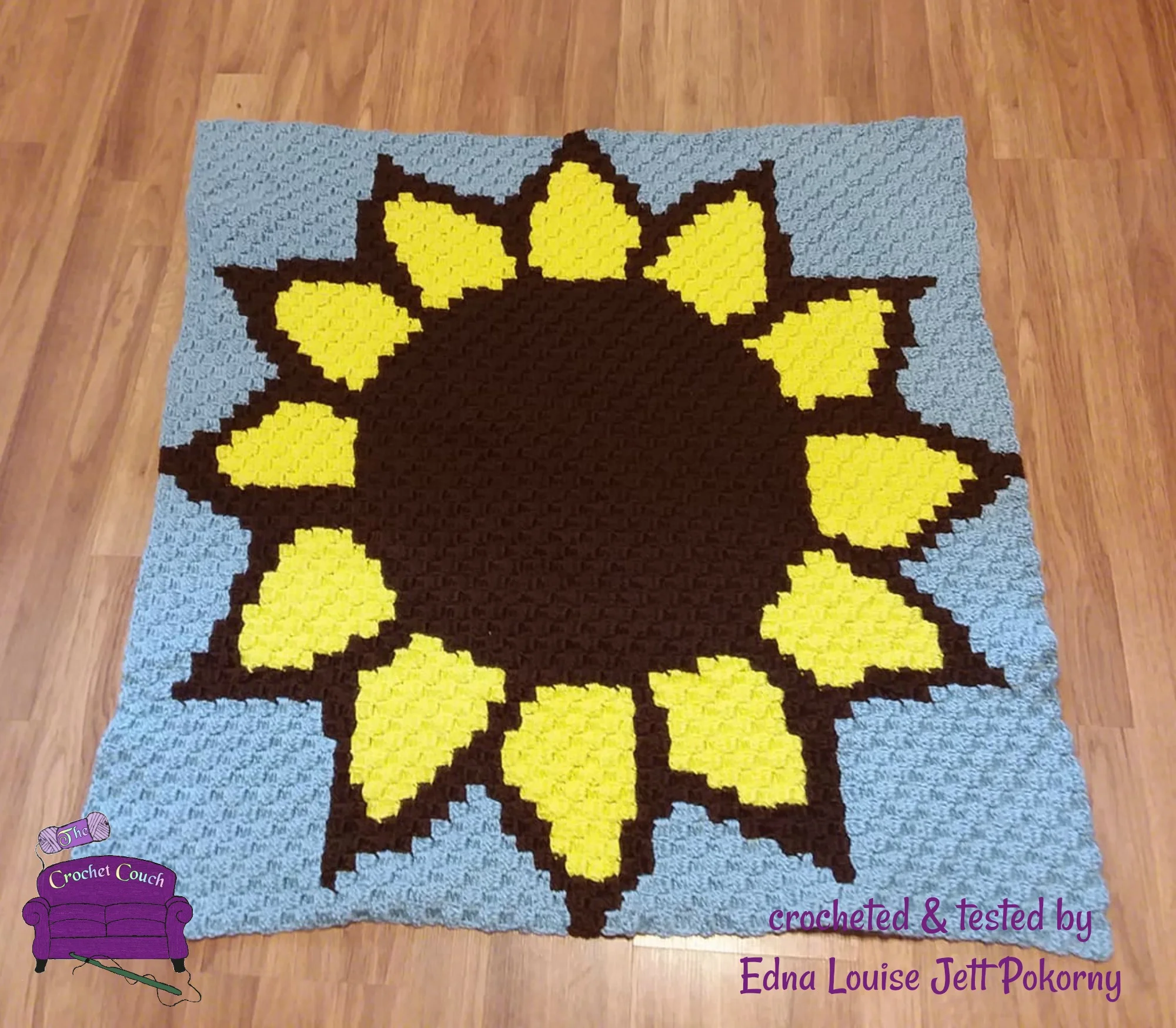 Sunflower Baby Afghan, C2C Crochet Pattern