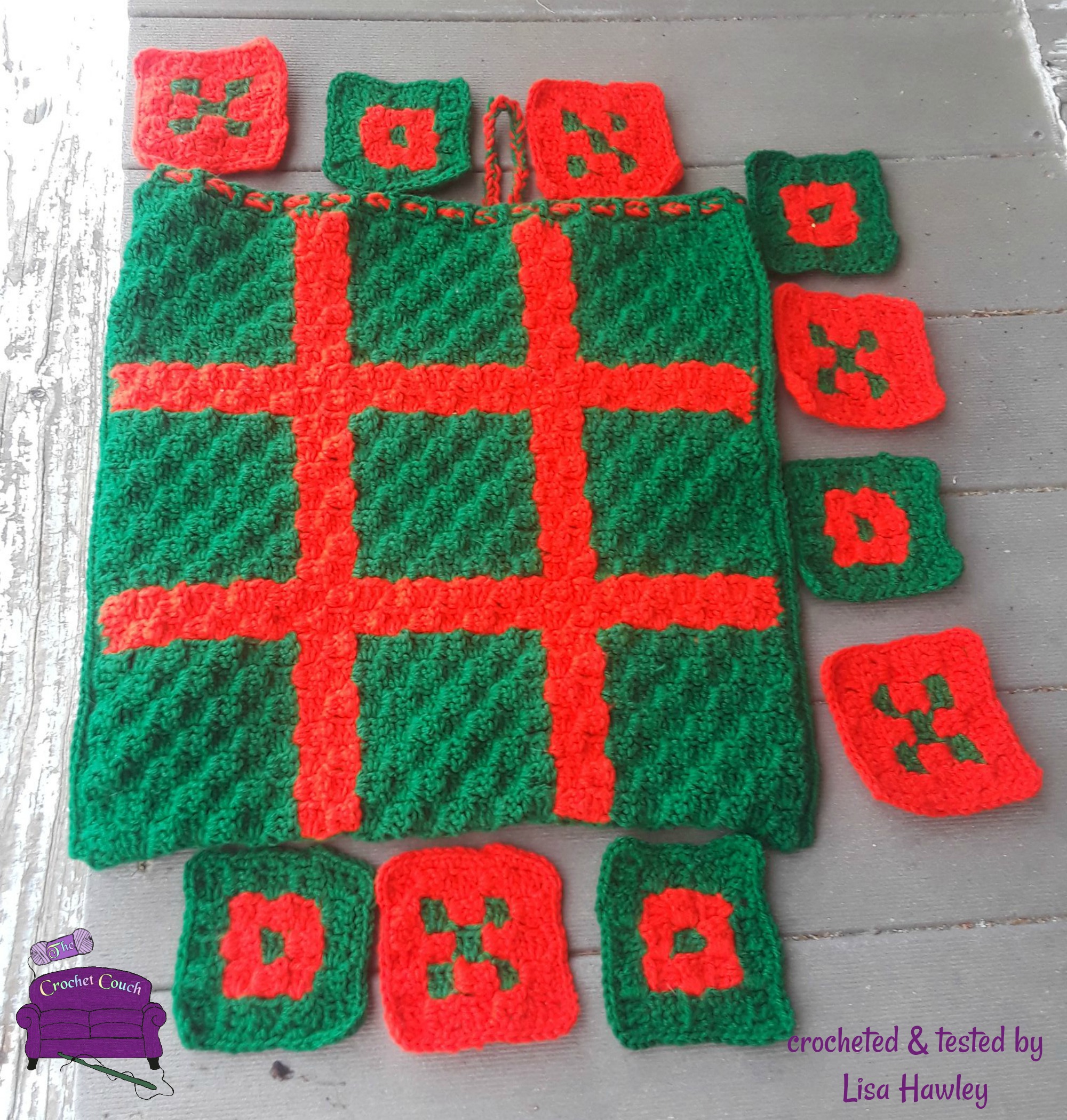Tic Tac Toe Game, C2C Crochet Pattern, Written Row by Row, Color Counts, Instant Download, C2C Graph, C2C Pattern, Corner to Corner, Crochet Pattern