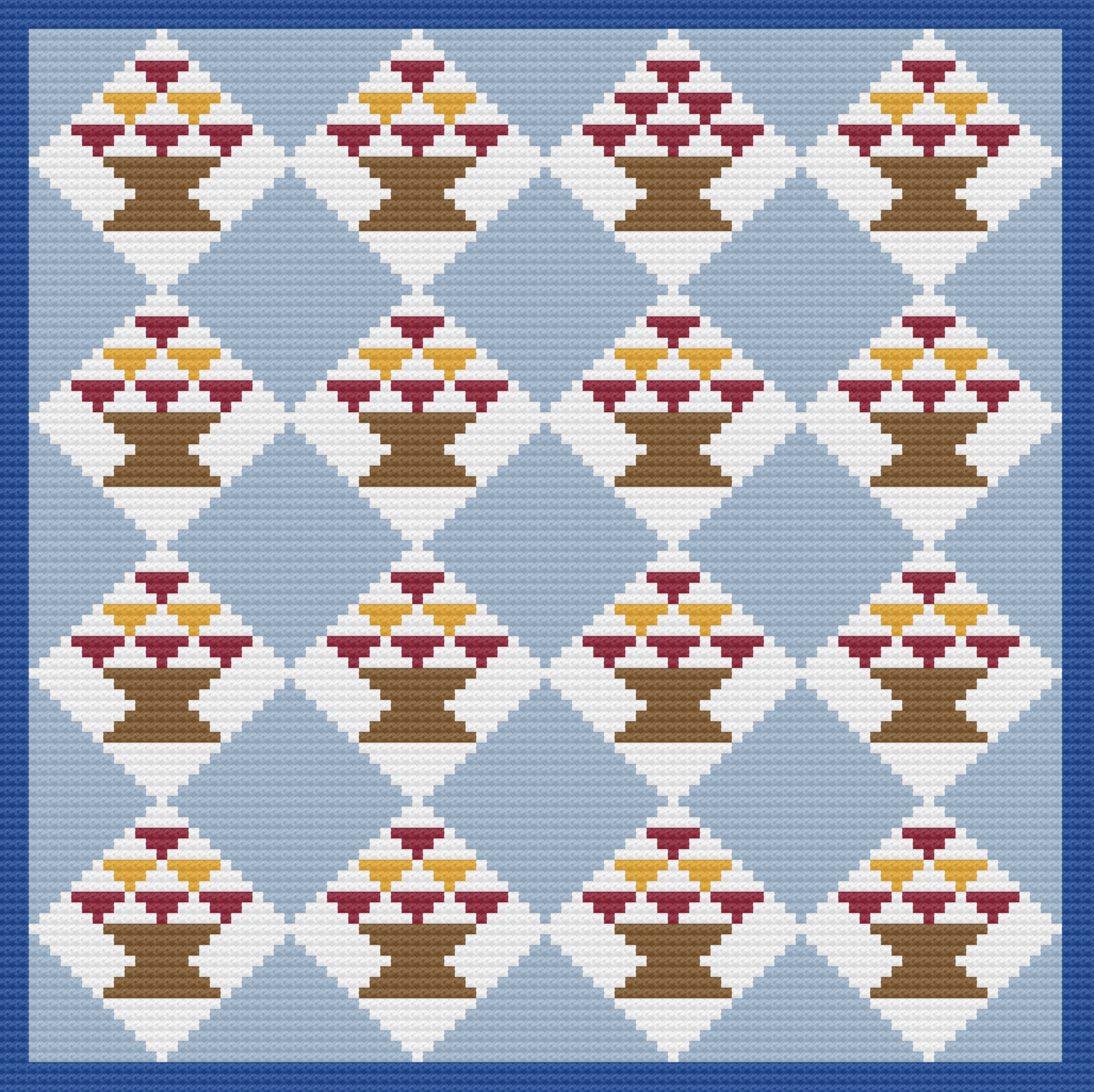 Quilt Baskets Afghan, C2C Crochet Pattern