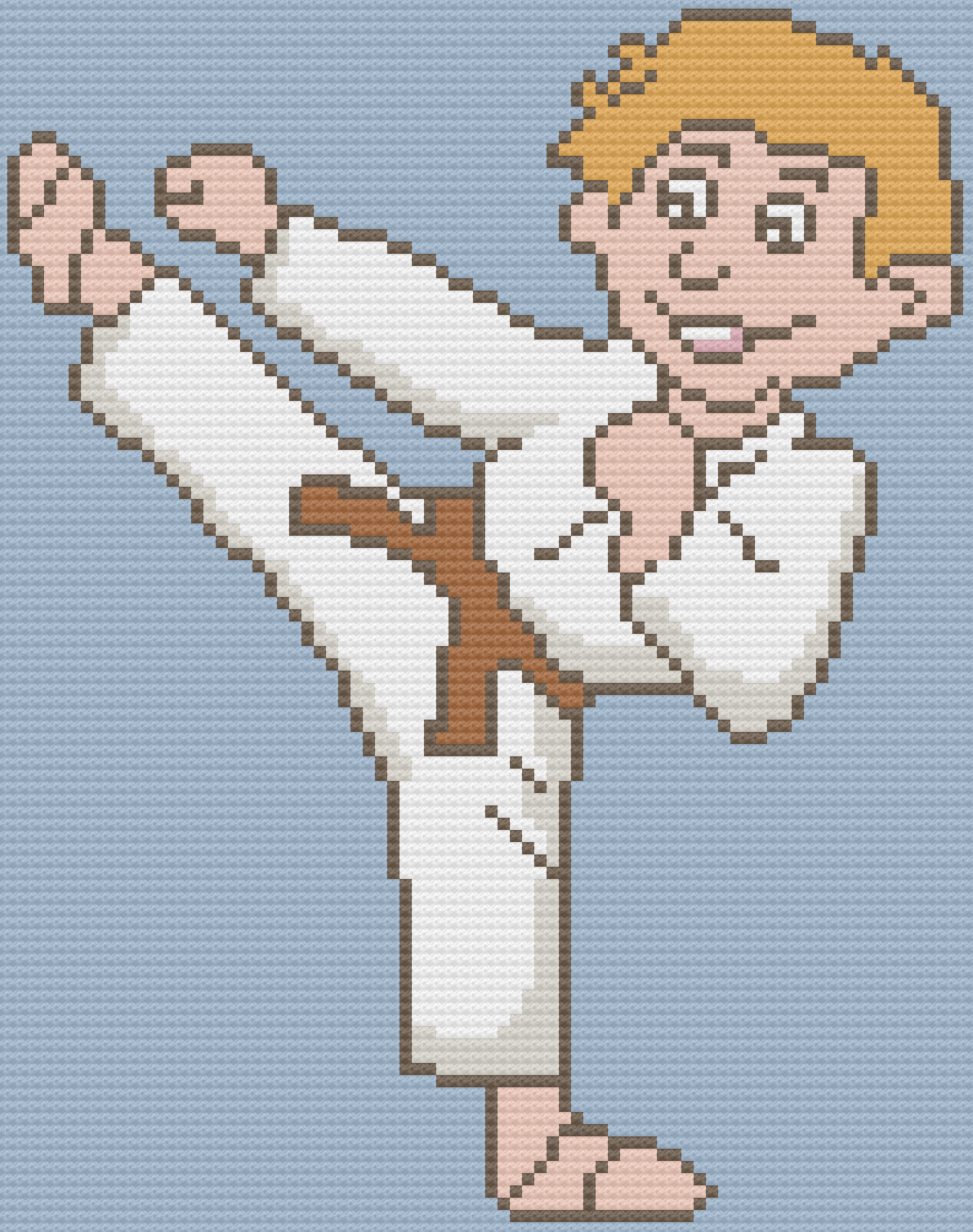Karate Boy Afghan, C2C Crochet Pattern, Written Row by Row, Color Counts, Instant Download, C2C Graph, C2C Pattern, Graphgan Pattern, Corner to Corner, Graphgan, Crochet Pattern