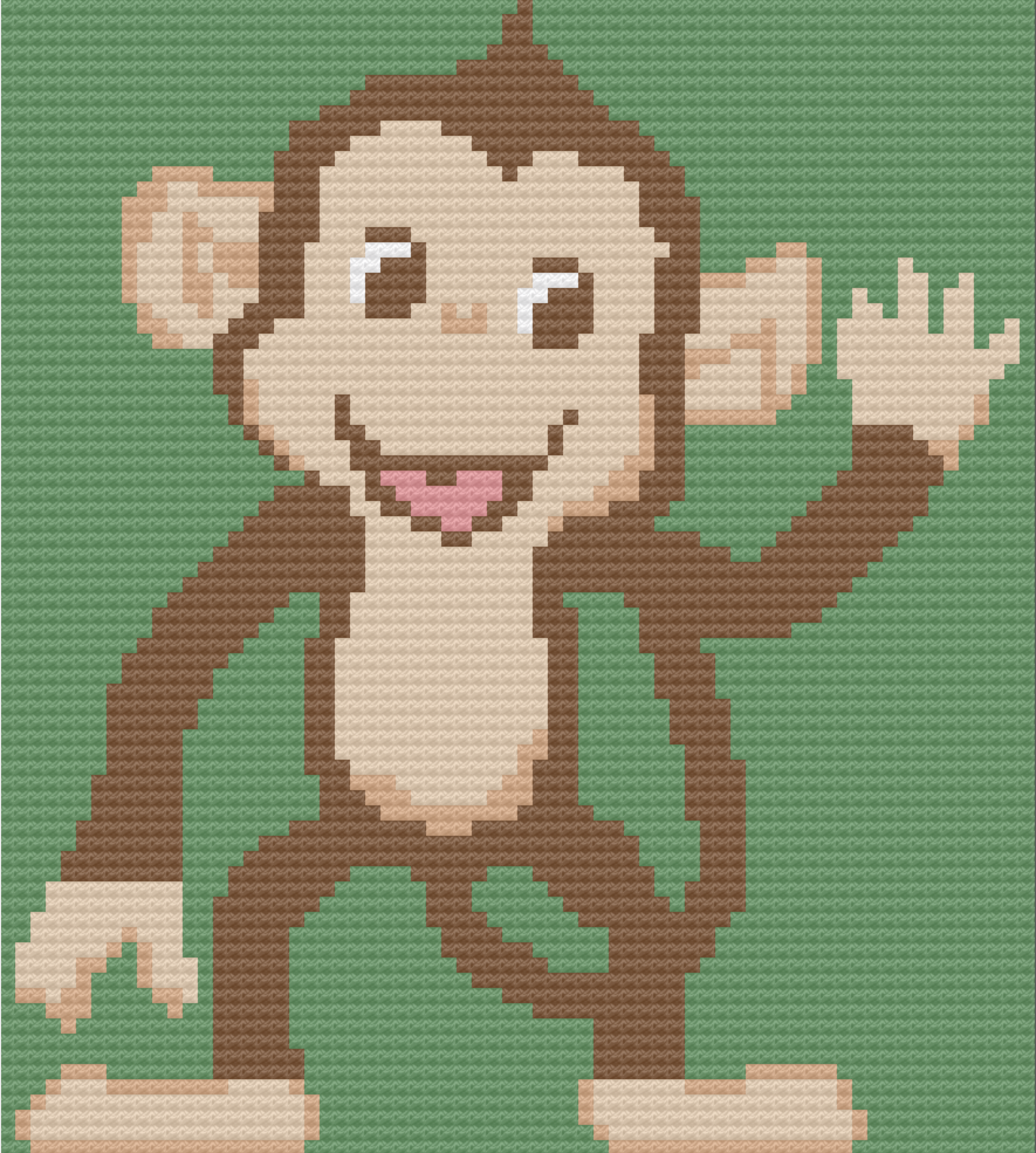 Chimp Afghan, C2C Crochet Pattern, Written Row by Row, Color Counts, Instant Download, C2C Graph, C2C Pattern, Graphgan Pattern, Corner to Corner, Graphgan, Crochet Pattern