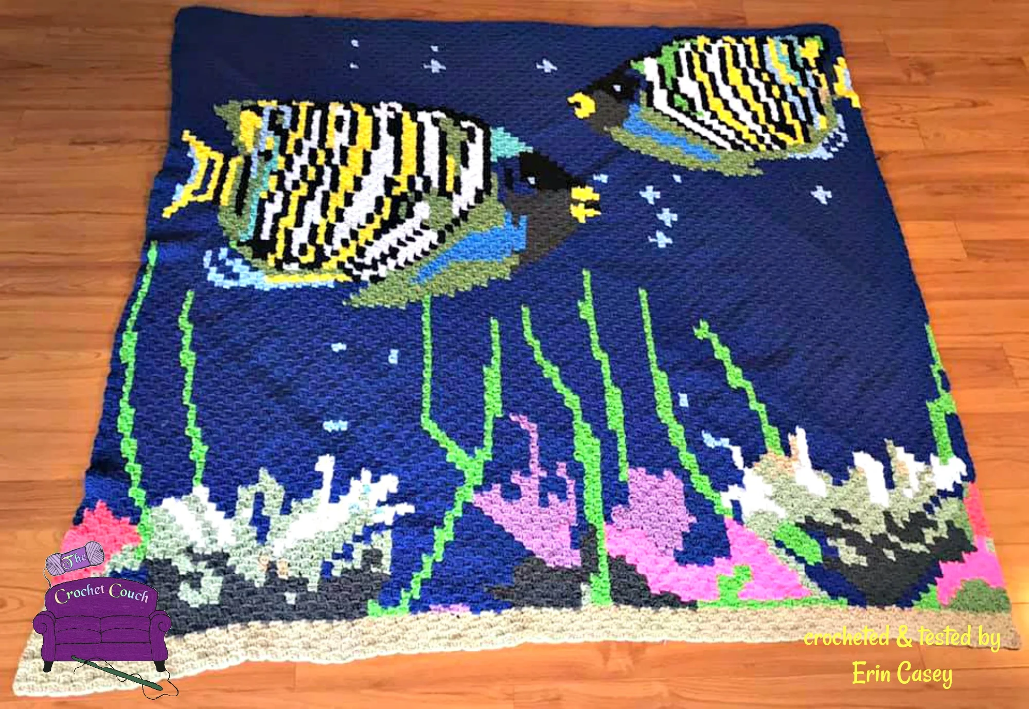 Fish in Aquarium Afghan, C2C Crochet Pattern