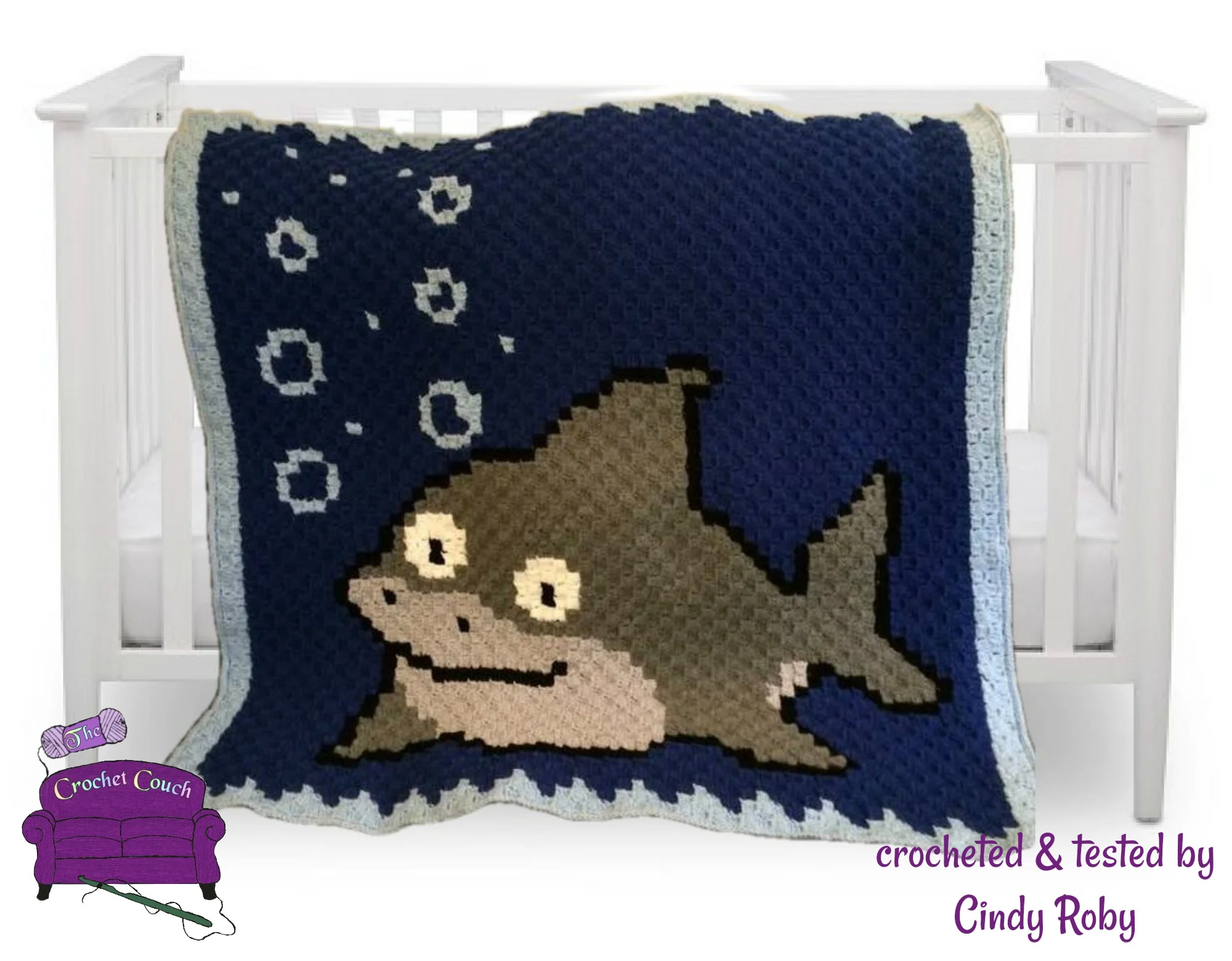 Shark Baby Afghan, C2C Crochet Pattern