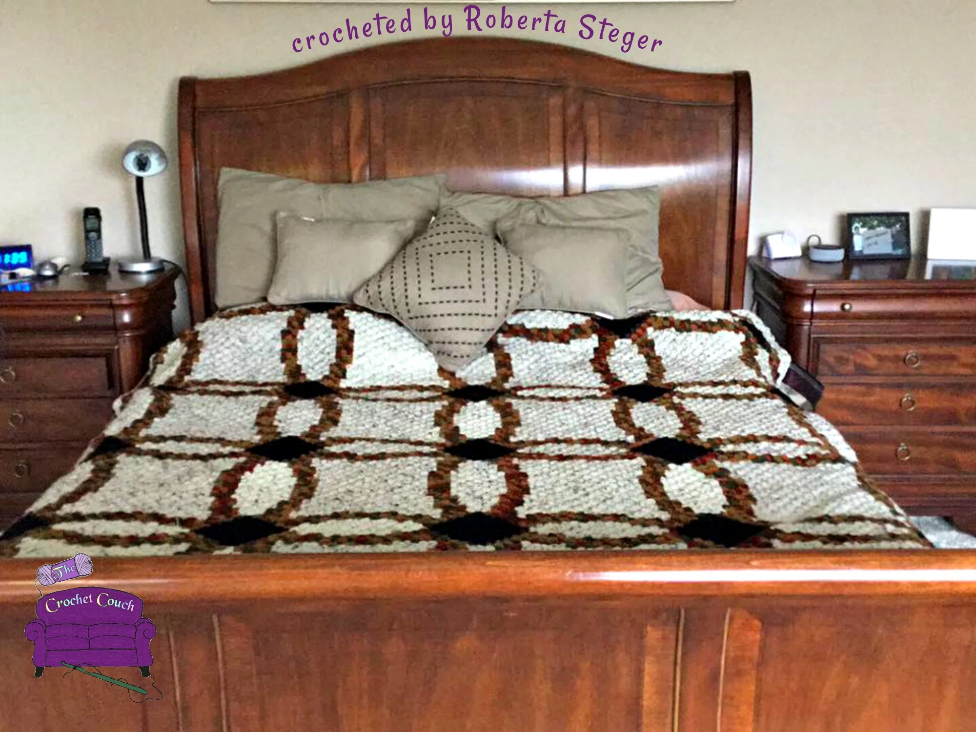 Wedding Ring Quilt Afghan, Queen Size, C2C Crochet Pattern