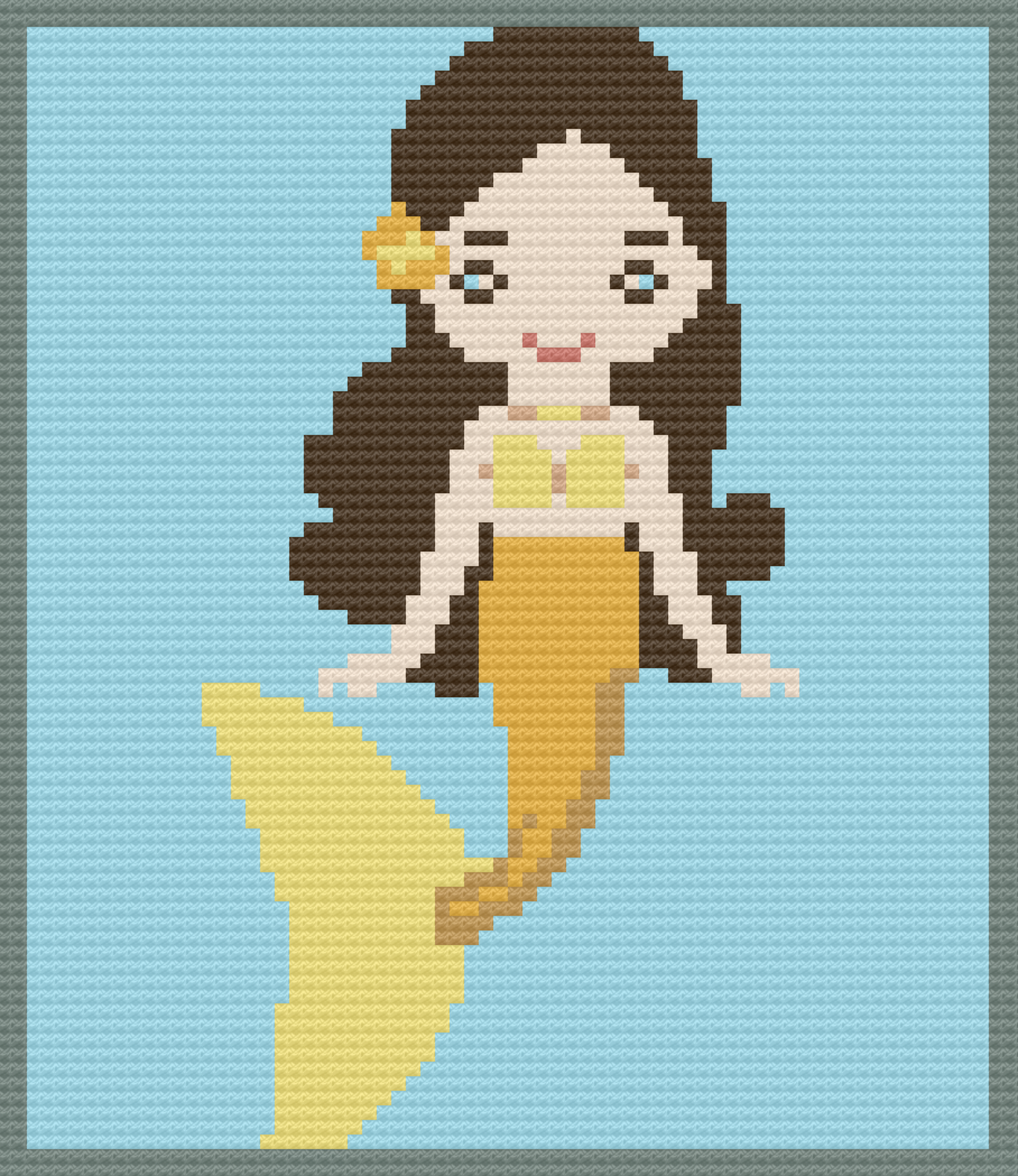 Mermaid Girl Afghan, C2C Crochet Pattern, Written Row by Row, Color Counts, Instant Download, C2C Graph, C2C Pattern, Graphgan Pattern, Corner to Corner, Graphgan, Crochet Pattern, Crochet Couch