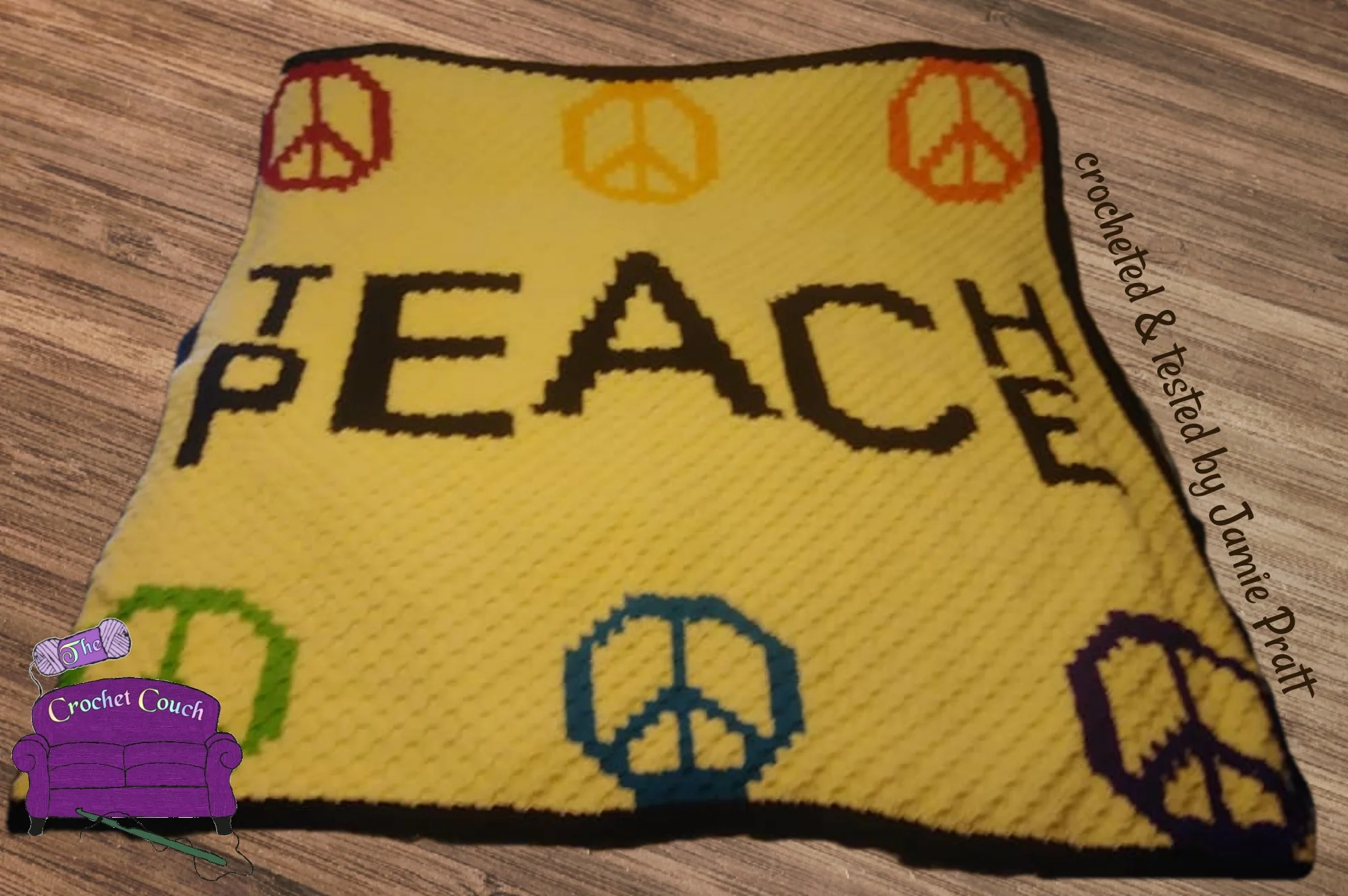 Teach Peace Afghan, C2C Crochet Pattern