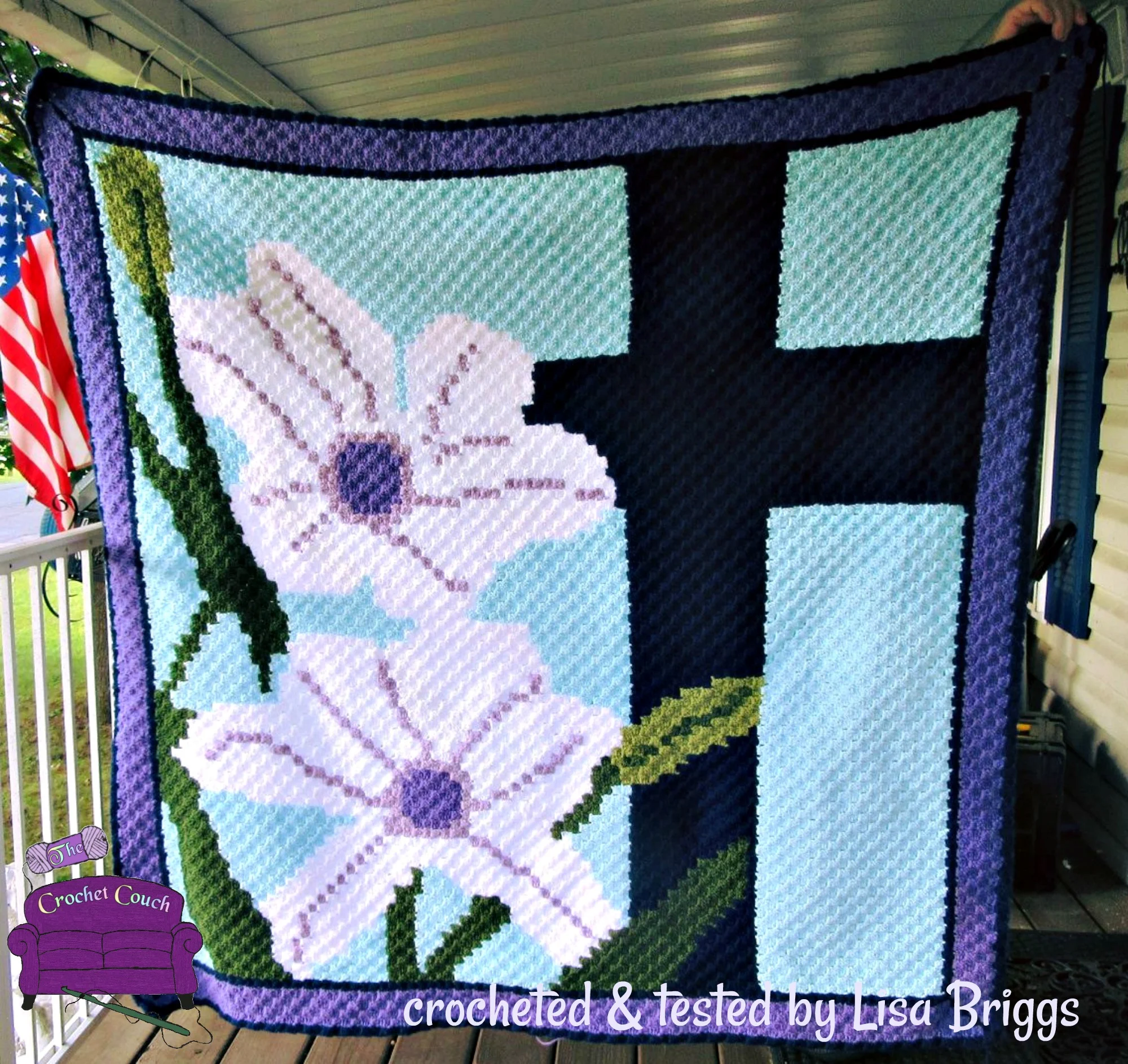 Easter Lily, and Cross Afghan, C2C Crochet Pattern