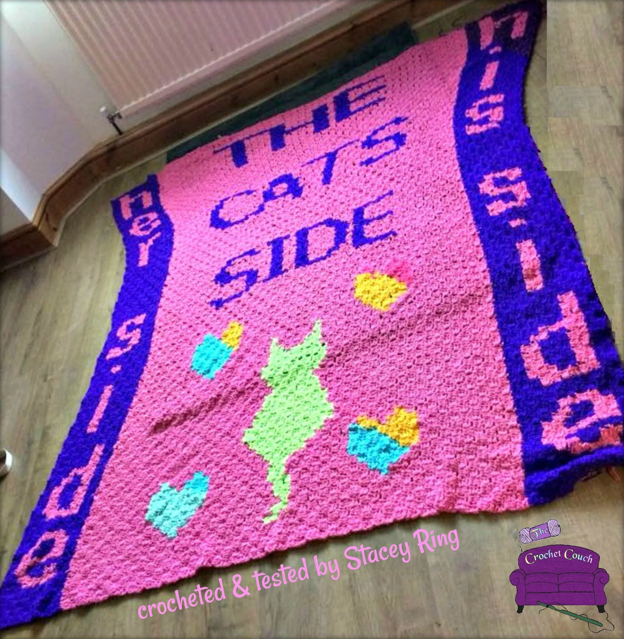 Cats Side Afghan, C2C Crochet Pattern