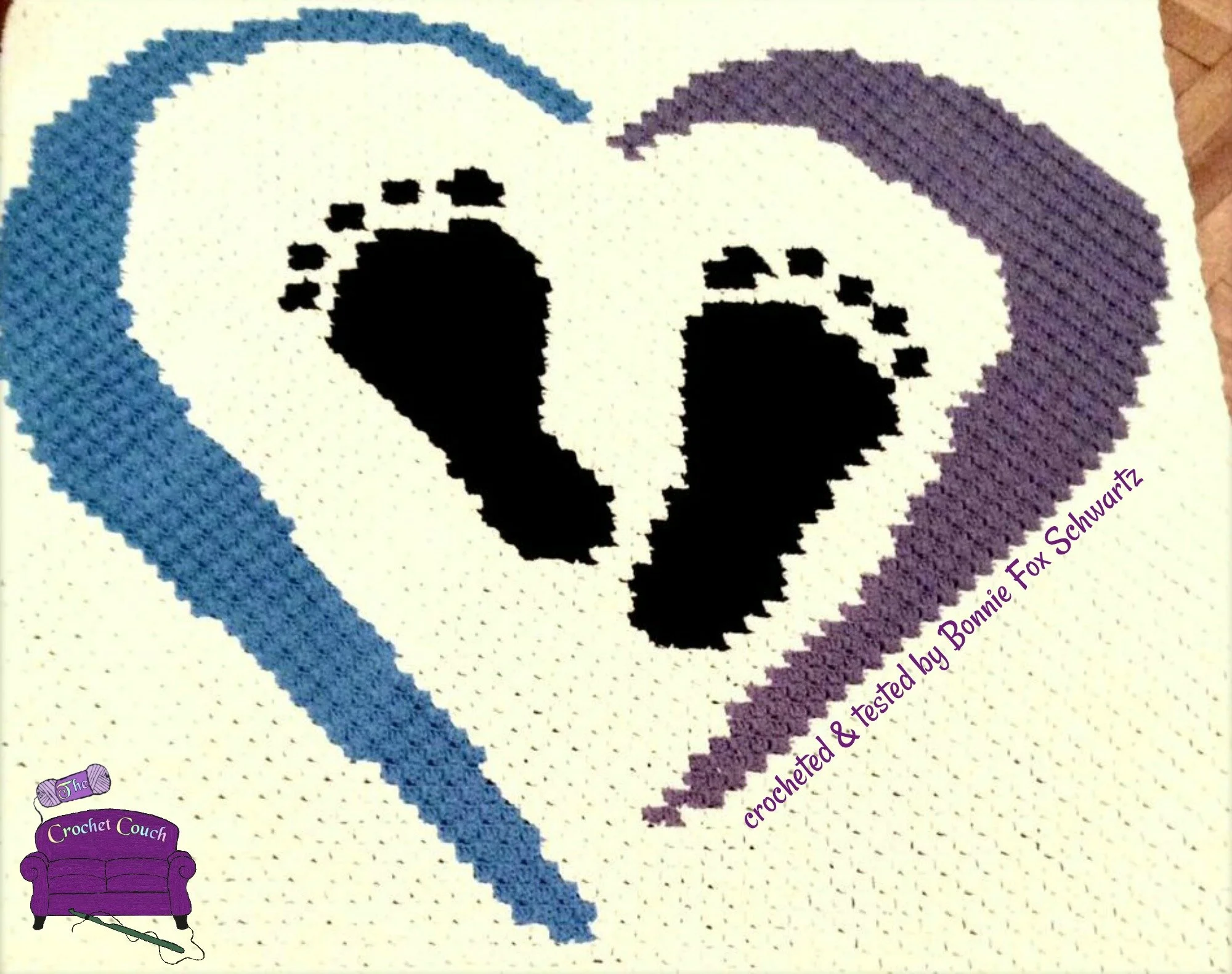 Baby Heartprints Afghan, C2C Crochet Pattern, Written Row by Row, Color Counts, Instant Download, C2C Graph, C2C Pattern, Graphgan Pattern, Corner to Corner, Graphgan, Crochet Pattern