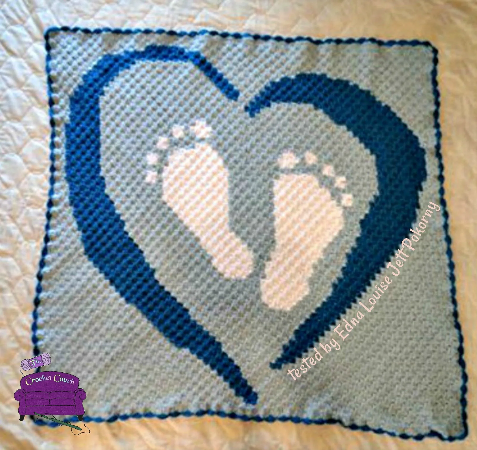 Baby Heartprints Afghan, C2C Crochet Pattern, Written Row by Row, Color Counts, Instant Download, C2C Graph, C2C Pattern, Graphgan Pattern, Corner to Corner, Graphgan, Crochet Pattern
