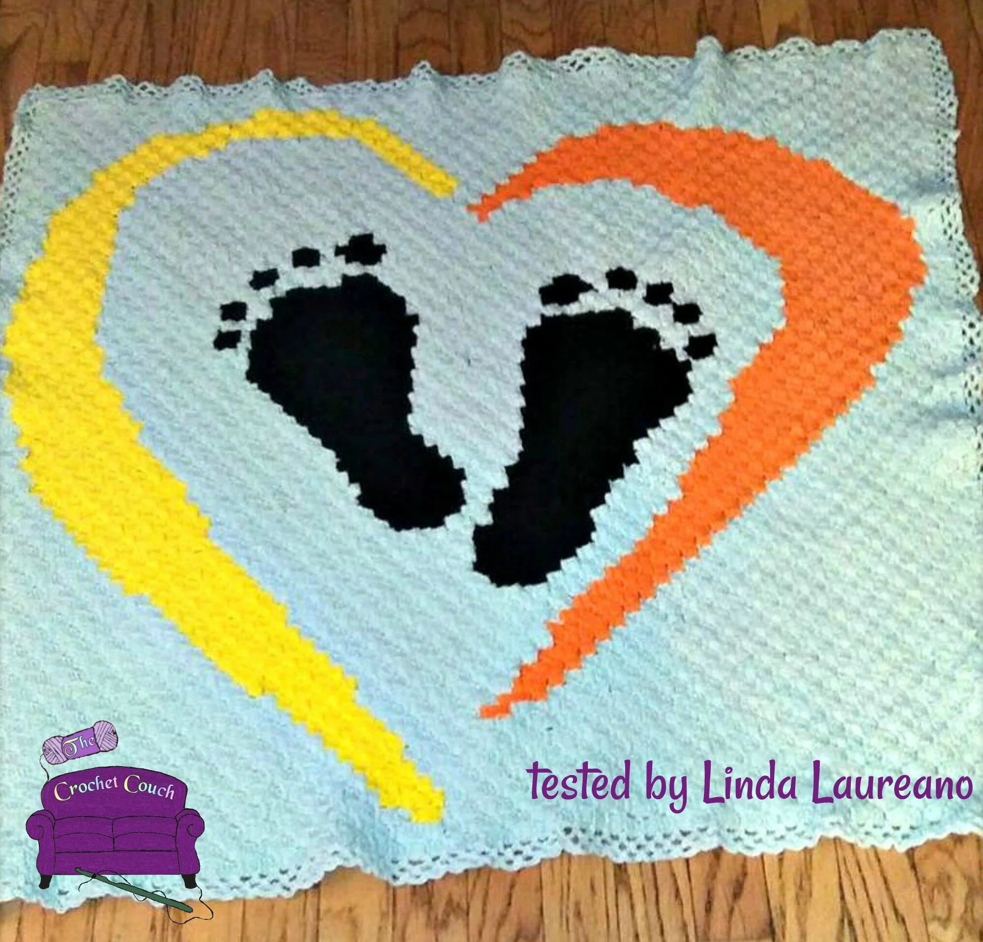 Baby Heartprints Afghan, C2C Crochet Pattern, Written Row by Row, Color Counts, Instant Download, C2C Graph, C2C Pattern, Graphgan Pattern, Corner to Corner, Graphgan, Crochet Pattern