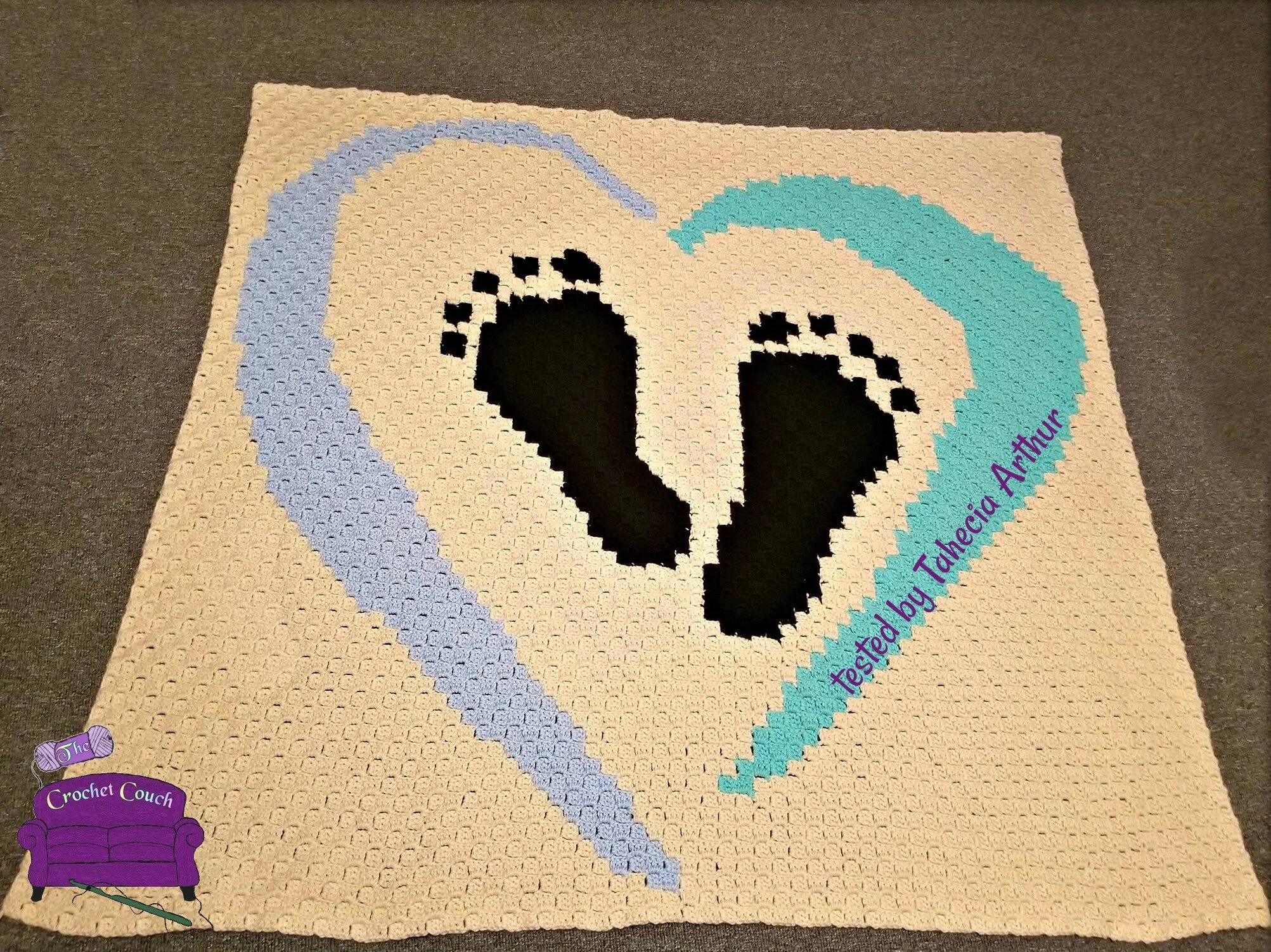 Baby Heartprints Afghan, C2C Crochet Pattern, Written Row by Row, Color Counts, Instant Download, C2C Graph, C2C Pattern, Graphgan Pattern, Corner to Corner, Graphgan, Crochet Pattern