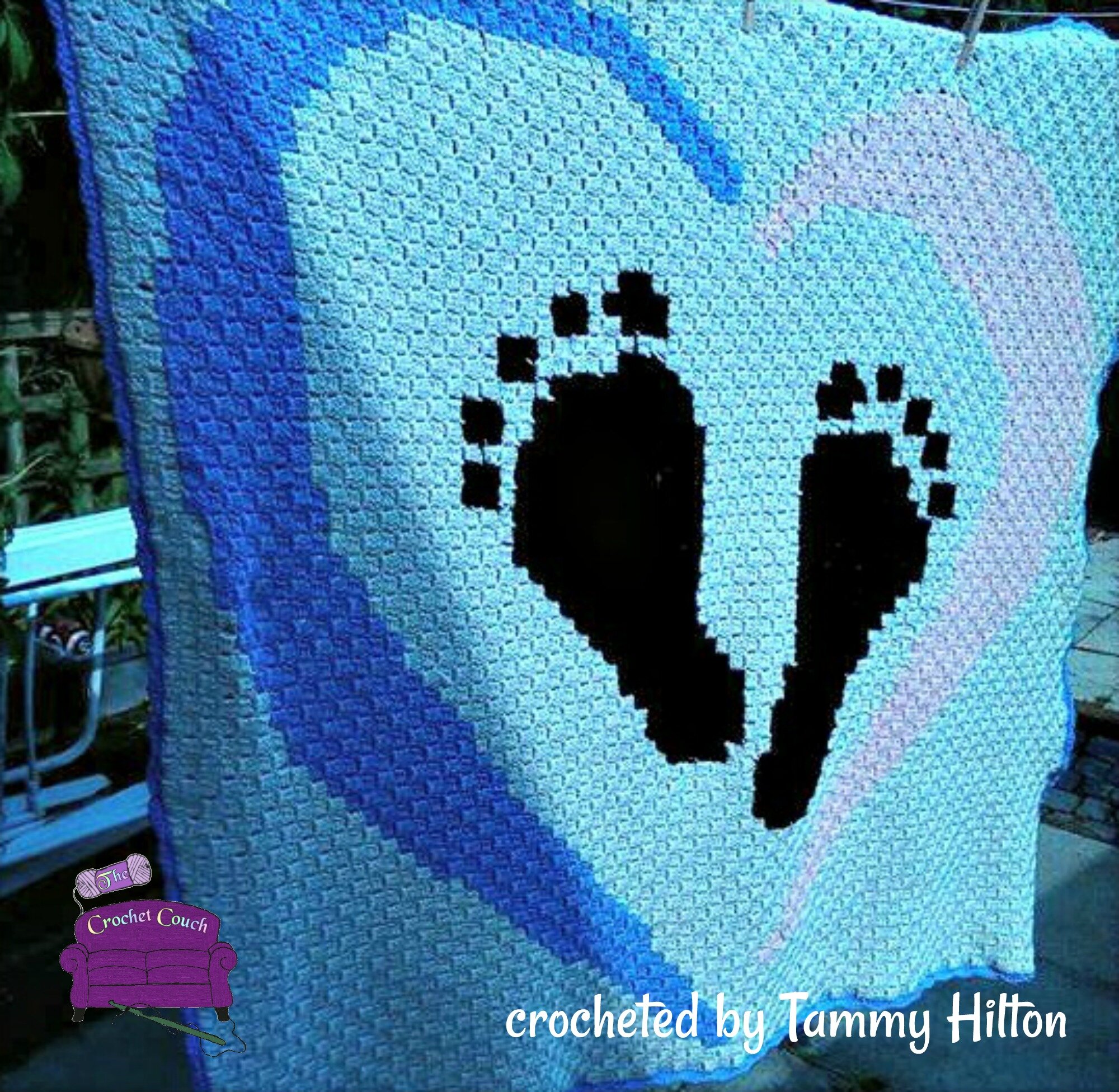 Baby Heartprints Afghan, C2C Crochet Pattern, Written Row by Row, Color Counts, Instant Download, C2C Graph, C2C Pattern, Graphgan Pattern, Corner to Corner, Graphgan, Crochet Pattern