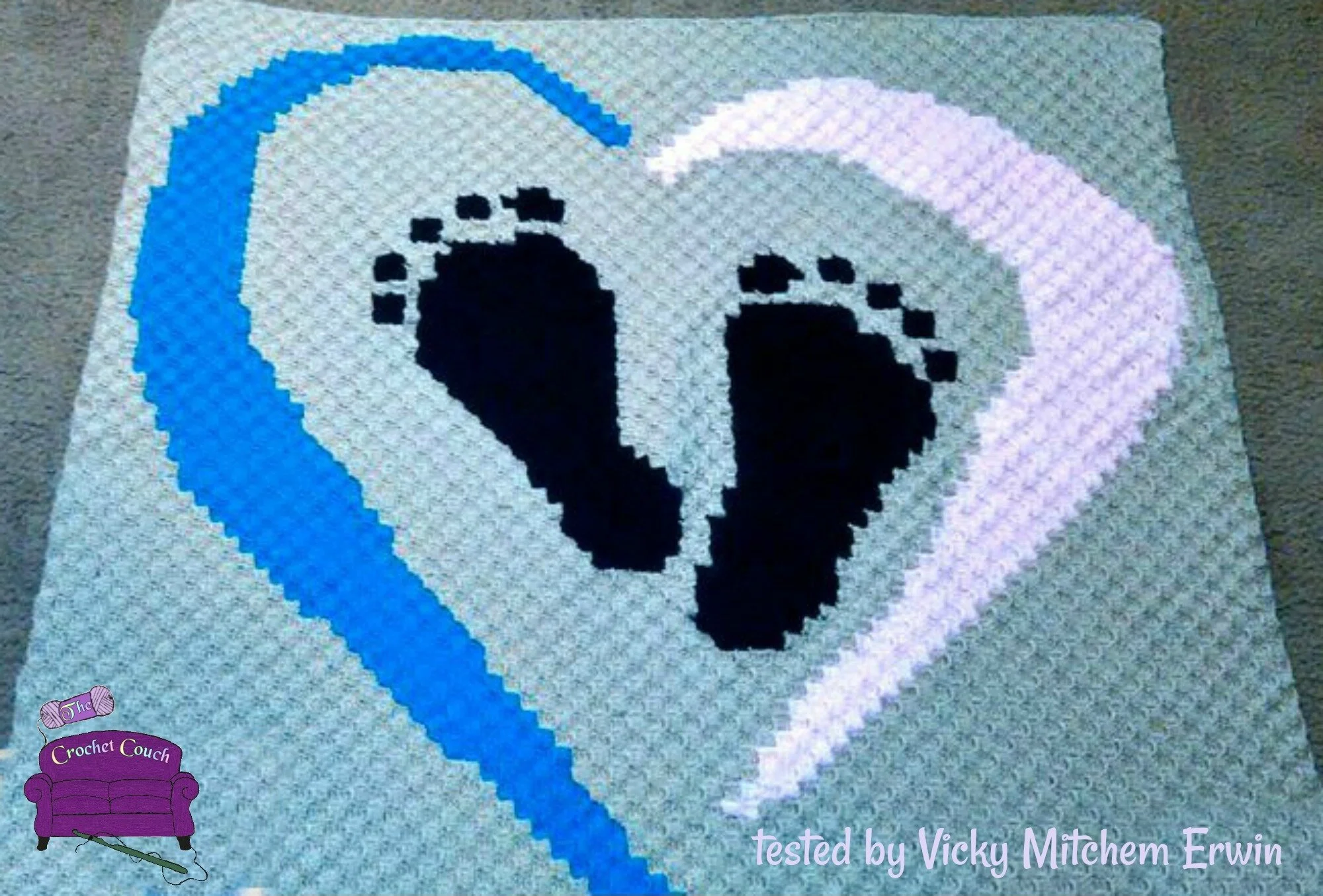 Baby Heartprints Afghan, C2C Crochet Pattern, Written Row by Row, Color Counts, Instant Download, C2C Graph, C2C Pattern, Graphgan Pattern, Corner to Corner, Graphgan, Crochet Pattern