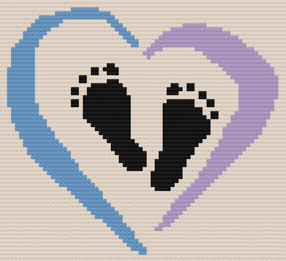 Baby Heartprints Afghan, C2C Crochet Pattern, Written Row by Row, Color Counts, Instant Download, C2C Graph, C2C Pattern, Graphgan Pattern, Corner to Corner, Graphgan, Crochet Pattern