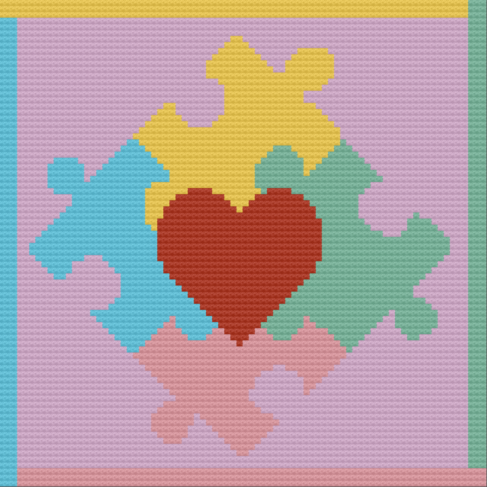 Puzzle Heart Center Afghan, C2C Crochet Pattern, Written Row by Row, Color Counts, Instant Download, C2C Graph, C2C Pattern, Graphgan Pattern, Corner to Corner, Graphgan, Crochet Pattern