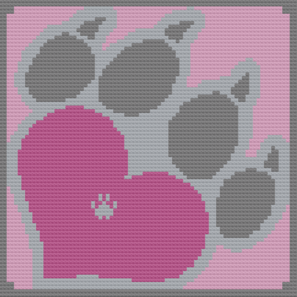 Crochet Pattern Corner 2 Corner INSTANT DOWNLOAD C2C Puppy Love Paw Print