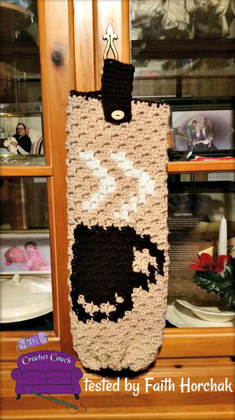 Coffee Cup Grocery Bag Holder, C2C Crochet Pattern