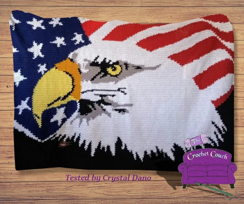 Patriotic Eagle Afghan, SC or TSS Crochet Pattern