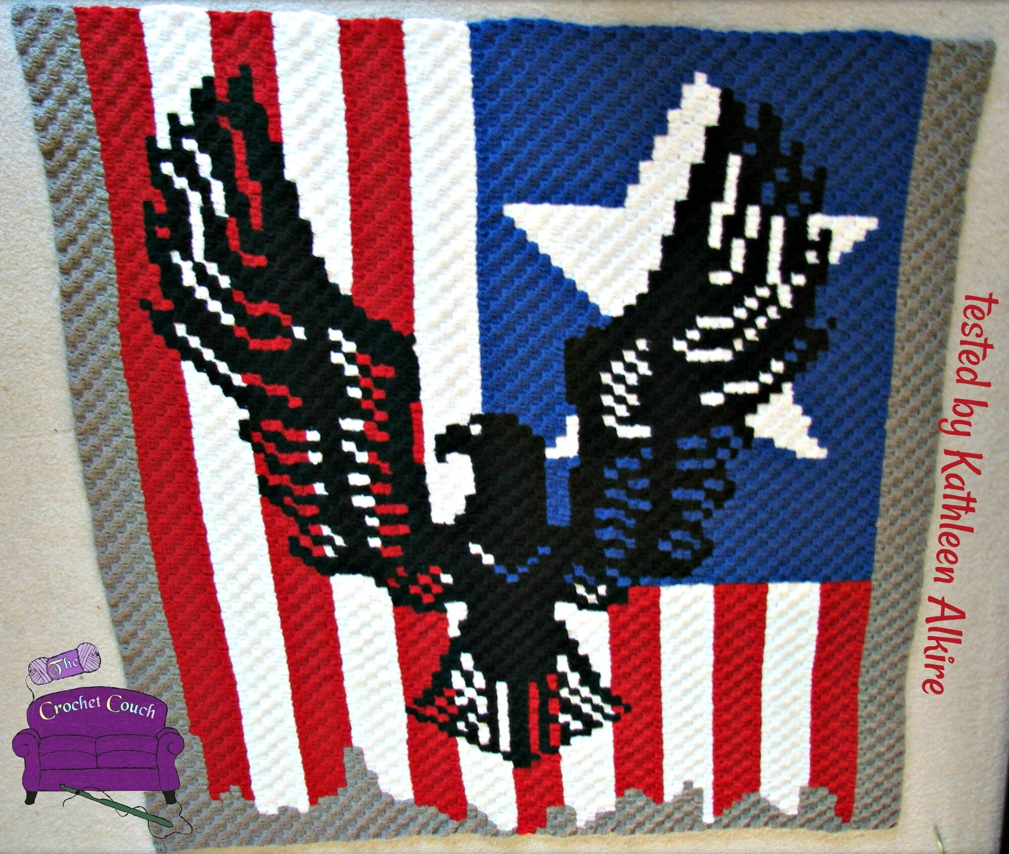 Eagle on Flag Afghan, C2C Crochet Pattern