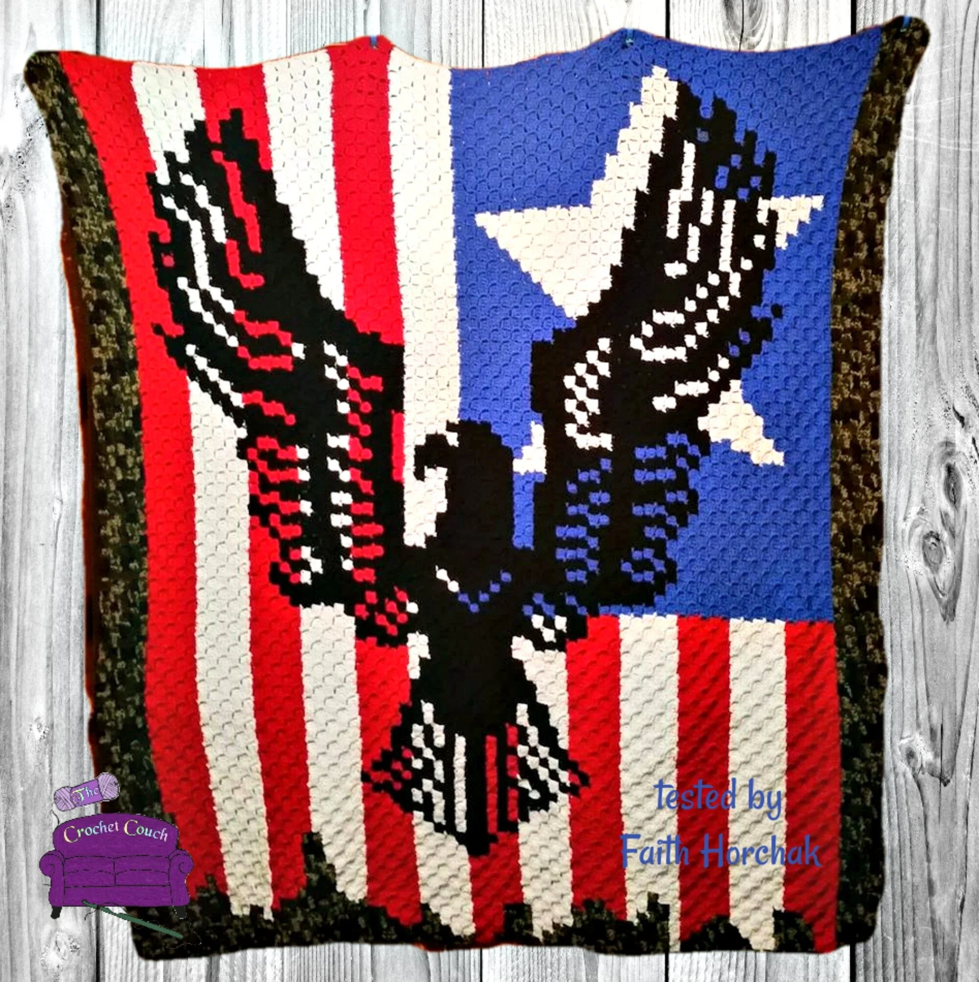 Eagle on Flag Afghan, C2C Crochet Pattern