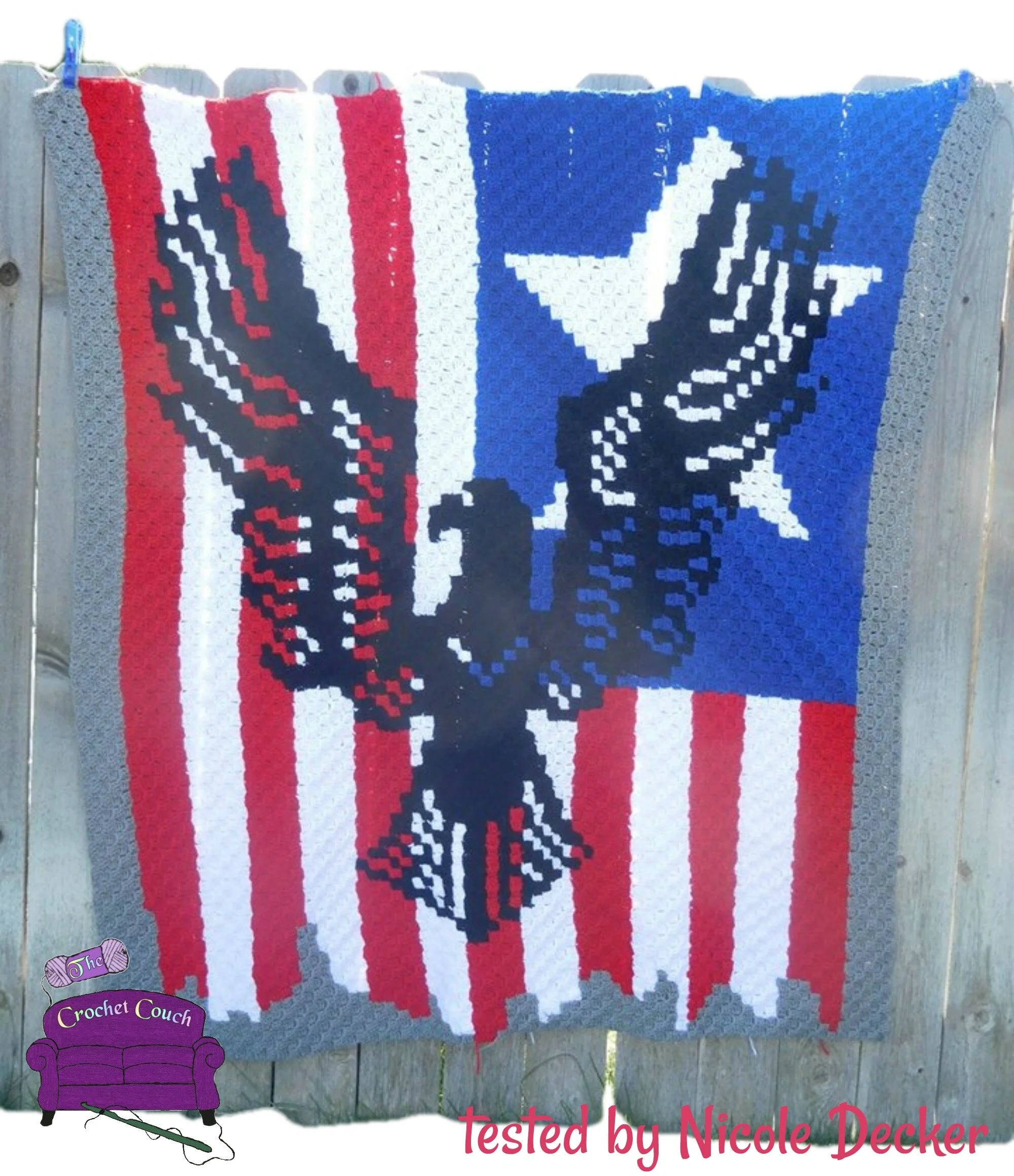Eagle on Flag Afghan, C2C Crochet Pattern