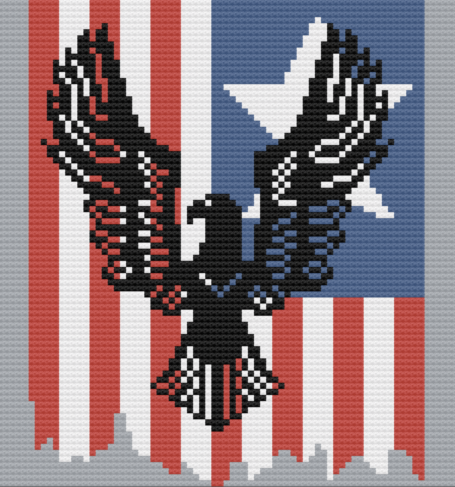 Eagle on Flag Afghan, C2C Crochet Pattern