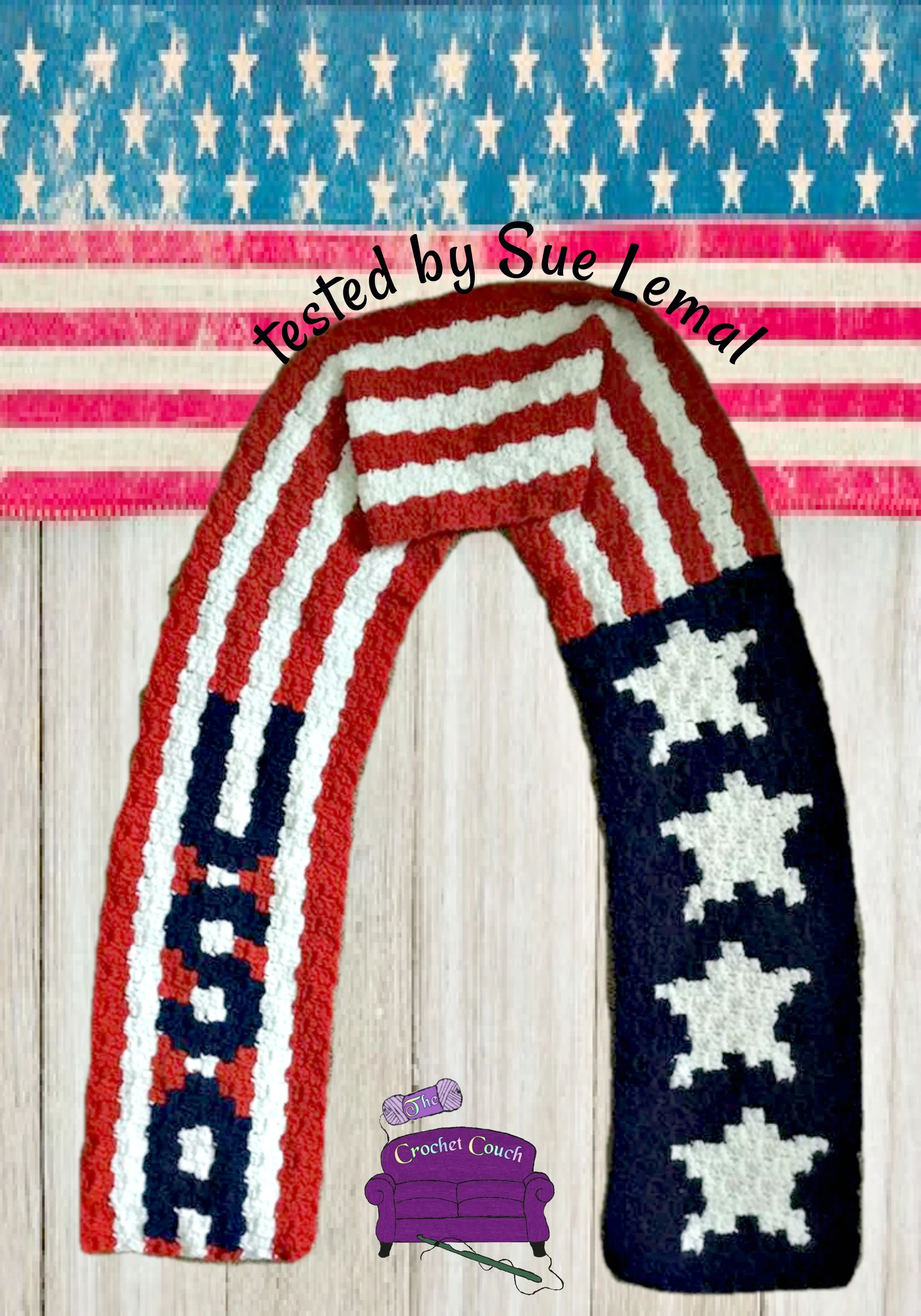 Patriotic Scarf, C2C Crochet Pattern