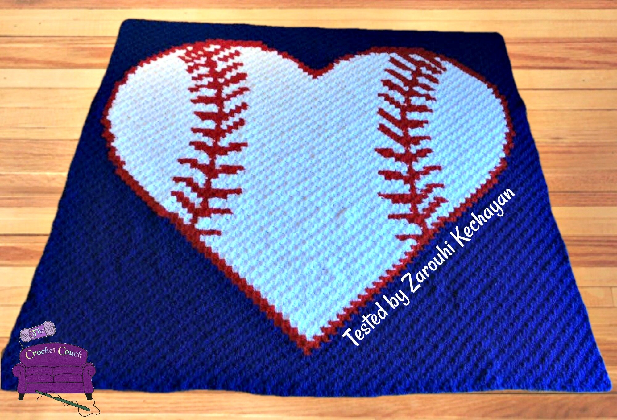 Baseball Stitch Heart Afghan, C2C Crochet Pattern