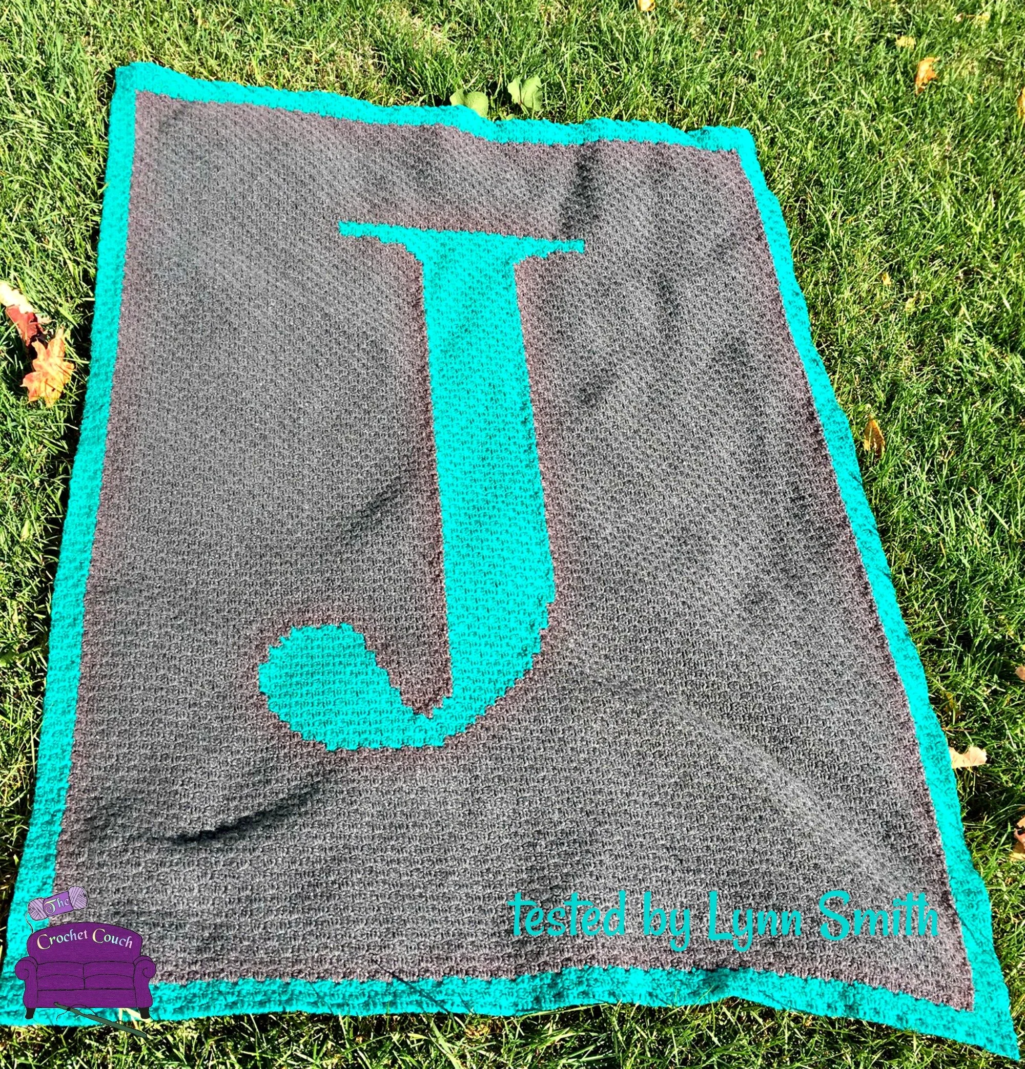 Letter J Afghan, Twin Size, C2C Crochet Pattern