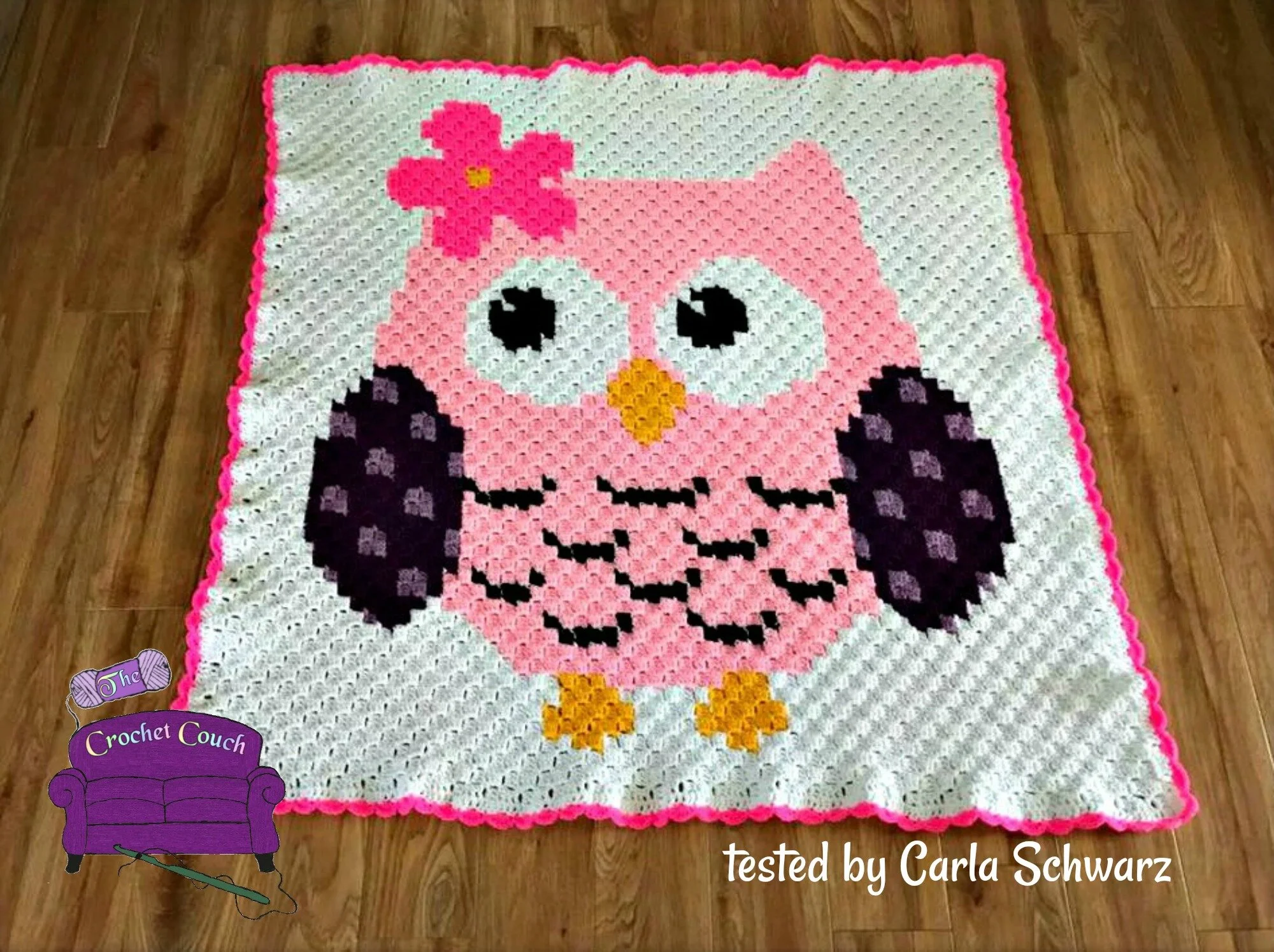 Mrs Owl Baby Afghan, C2C Crochet Pattern