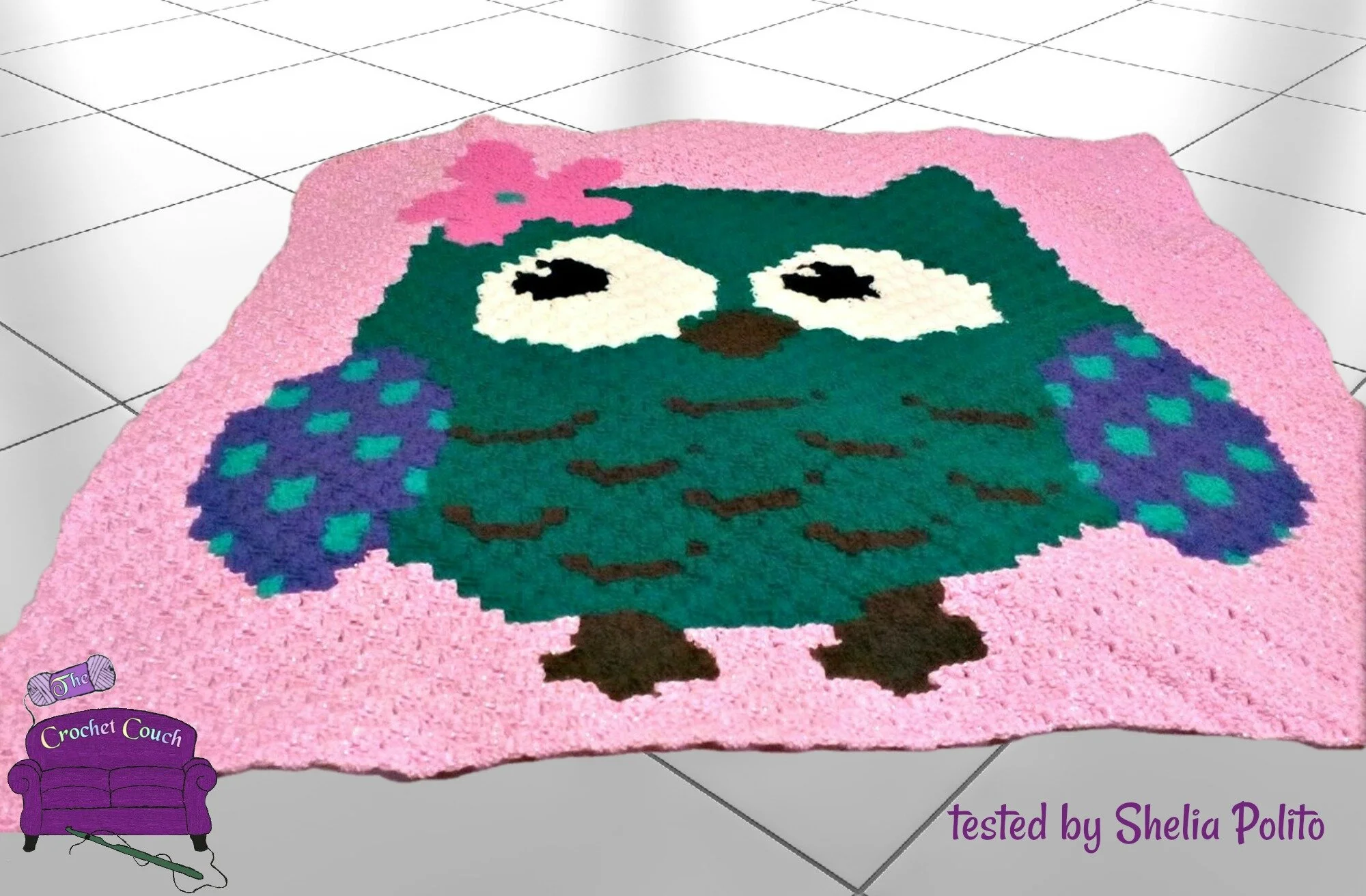 Mrs Owl Baby Afghan, C2C Crochet Pattern