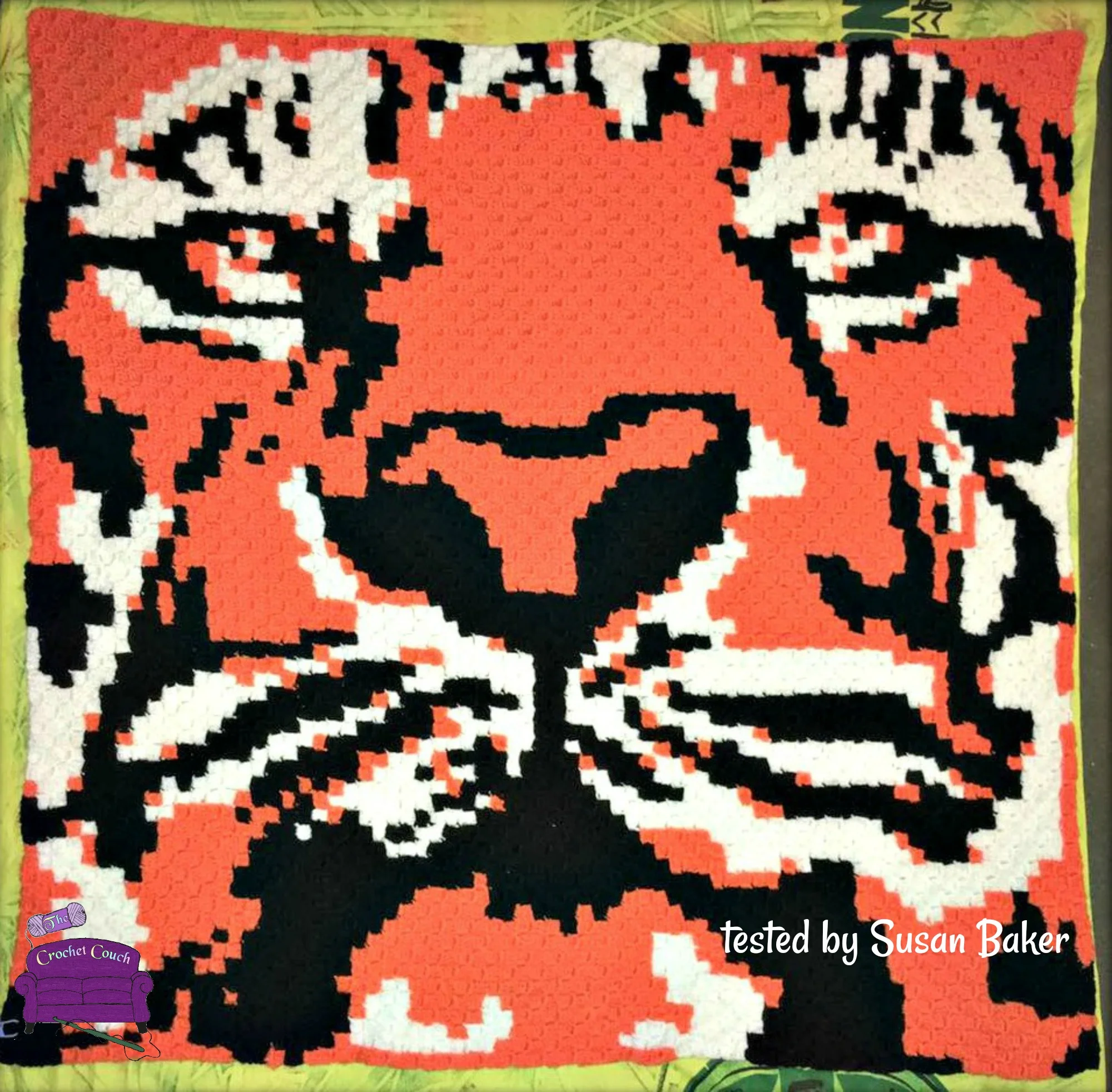 Tiger Afghan,  C2C Crochet Pattern
