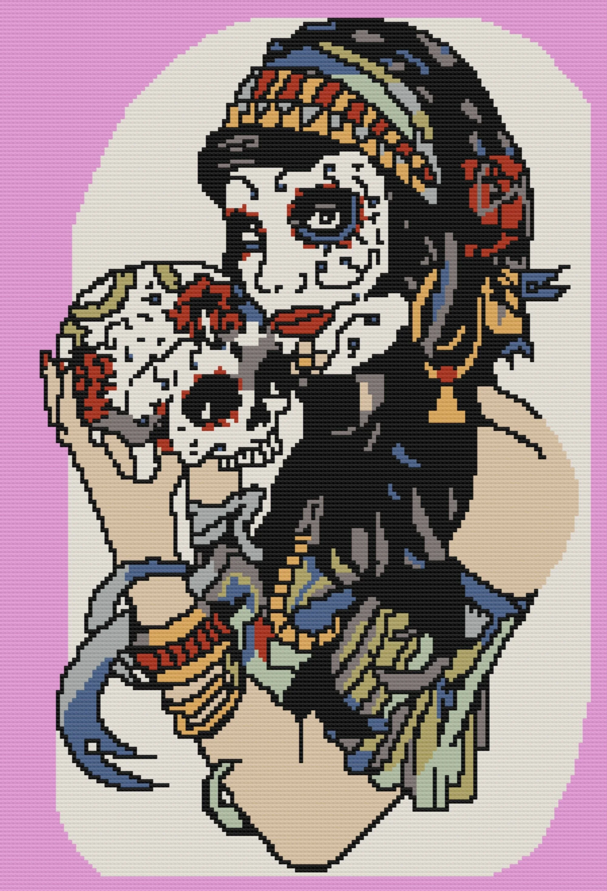 Sugar Skull Pin Up Afghan, SC or TSS Crochet Pattern