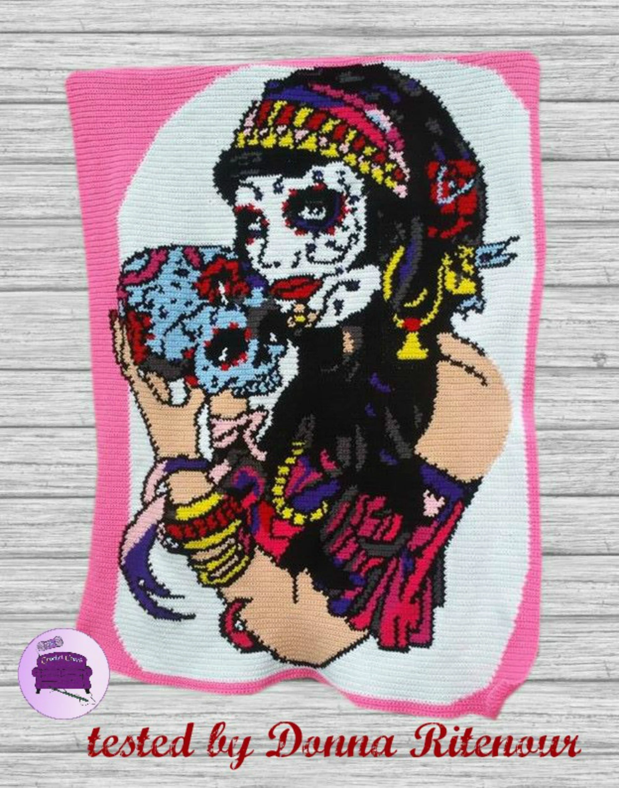 Sugar Skull Pin Up Afghan, SC or TSS Crochet Pattern