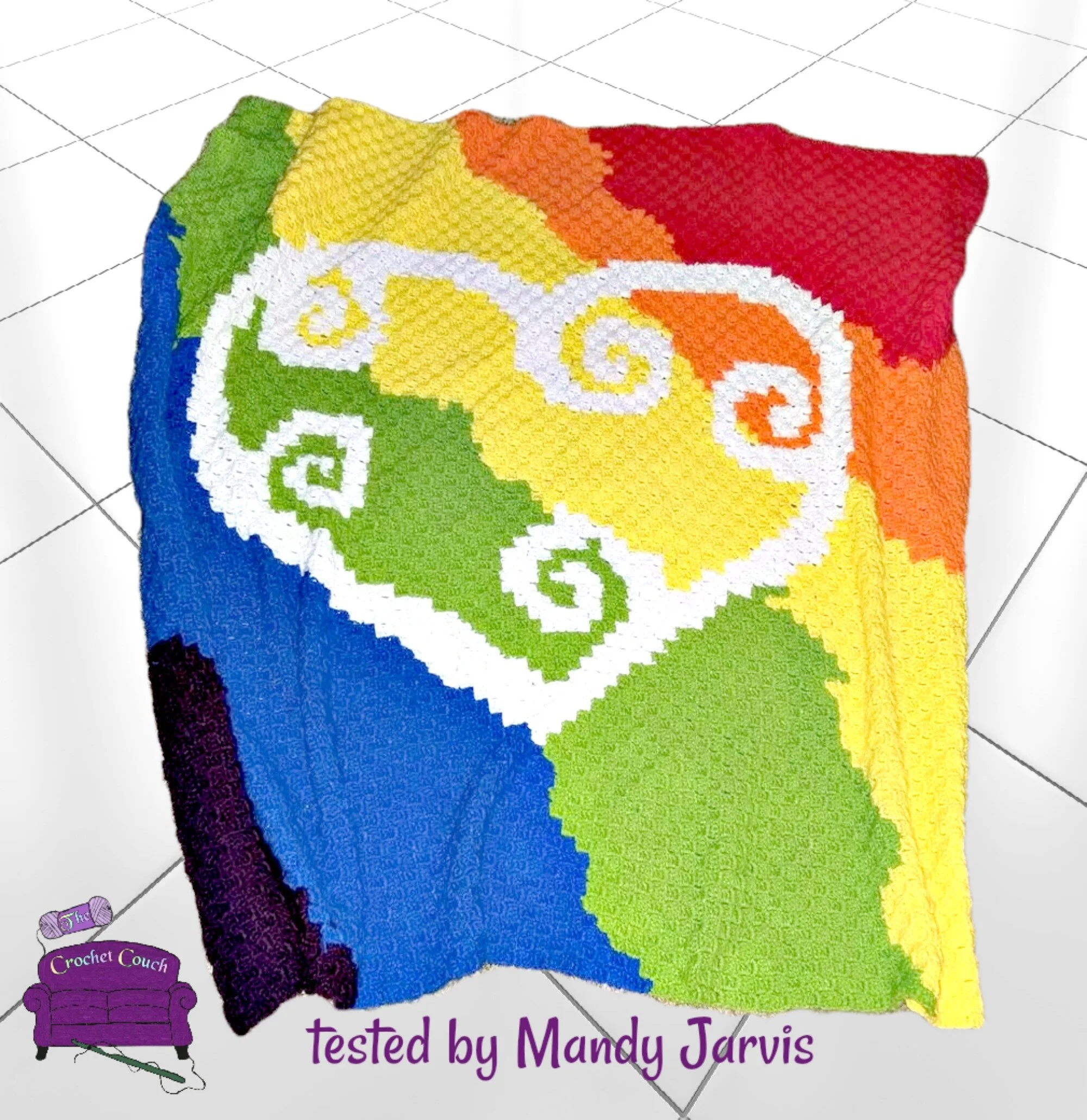 Rainbow Heart Afghan, C2C Crochet Pattern