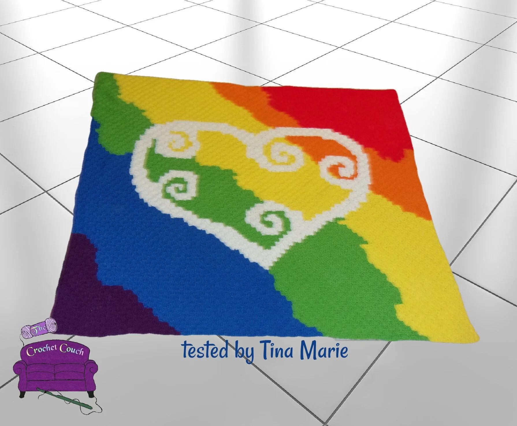 Rainbow Heart Afghan, C2C Crochet Pattern
