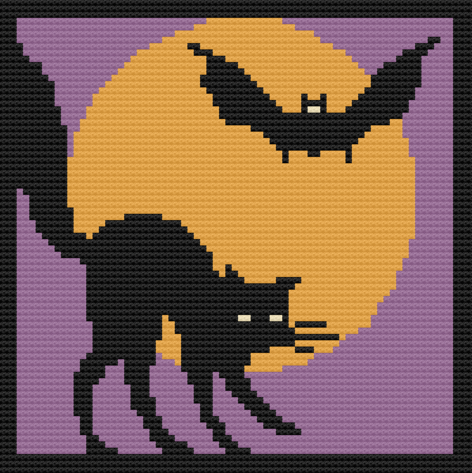 Full Moon with a Cat and a Bat Afghan, C2C Crochet Pattern