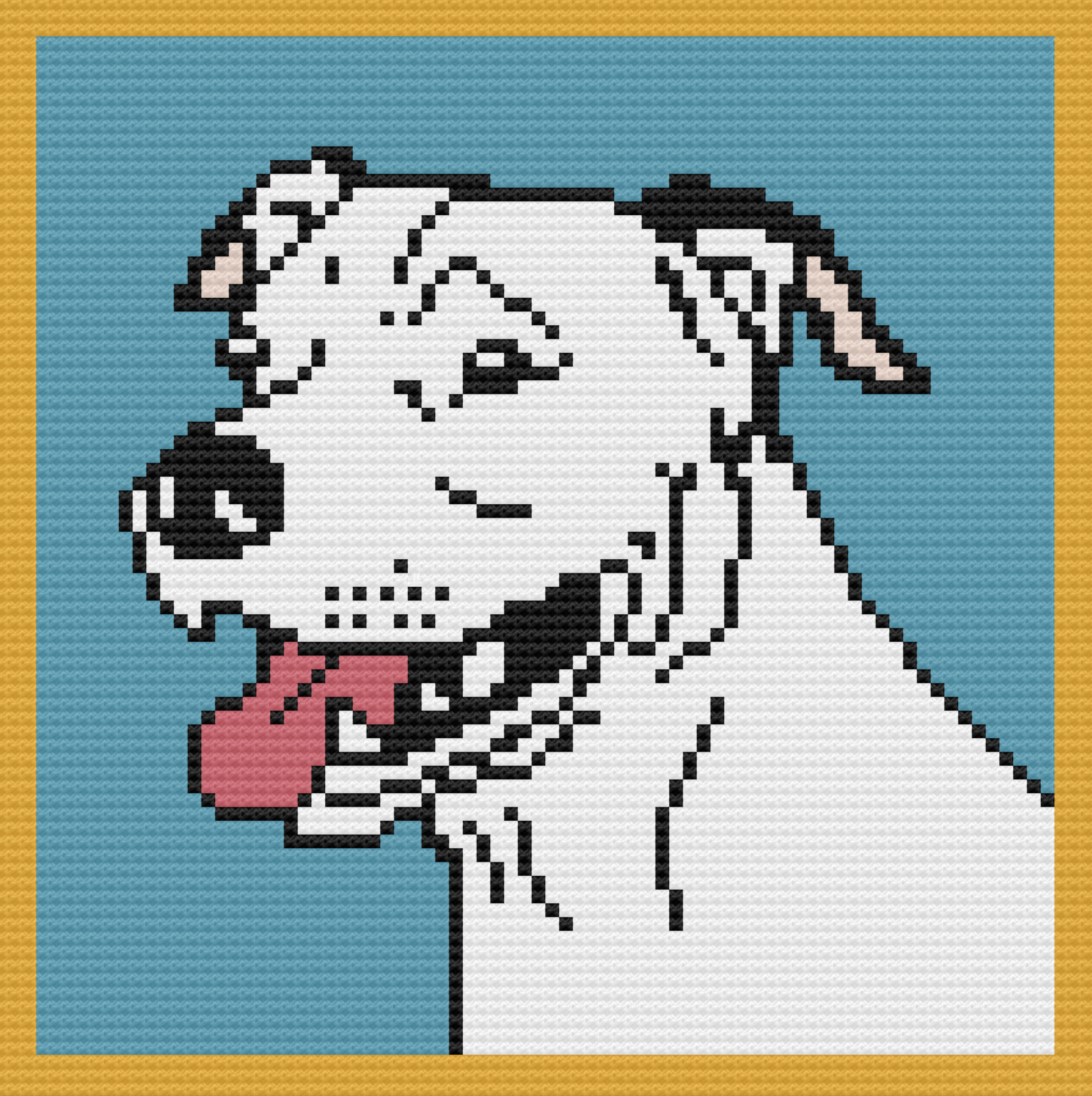 Pitbull Afghan, Uncropped Ears, C2C Crochet Pattern