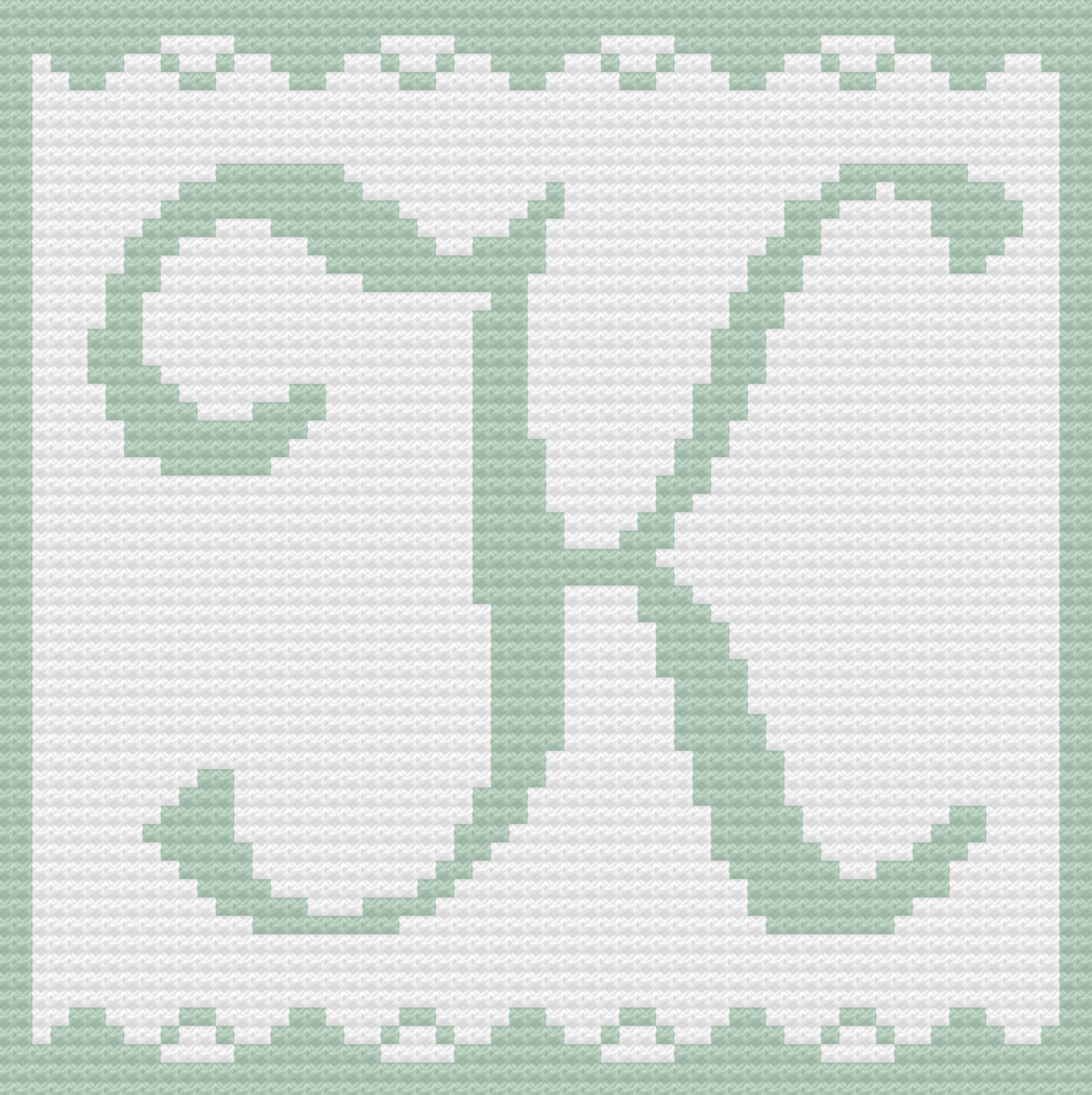 Letter K Baby Afghan, C2C Crochet Pattern