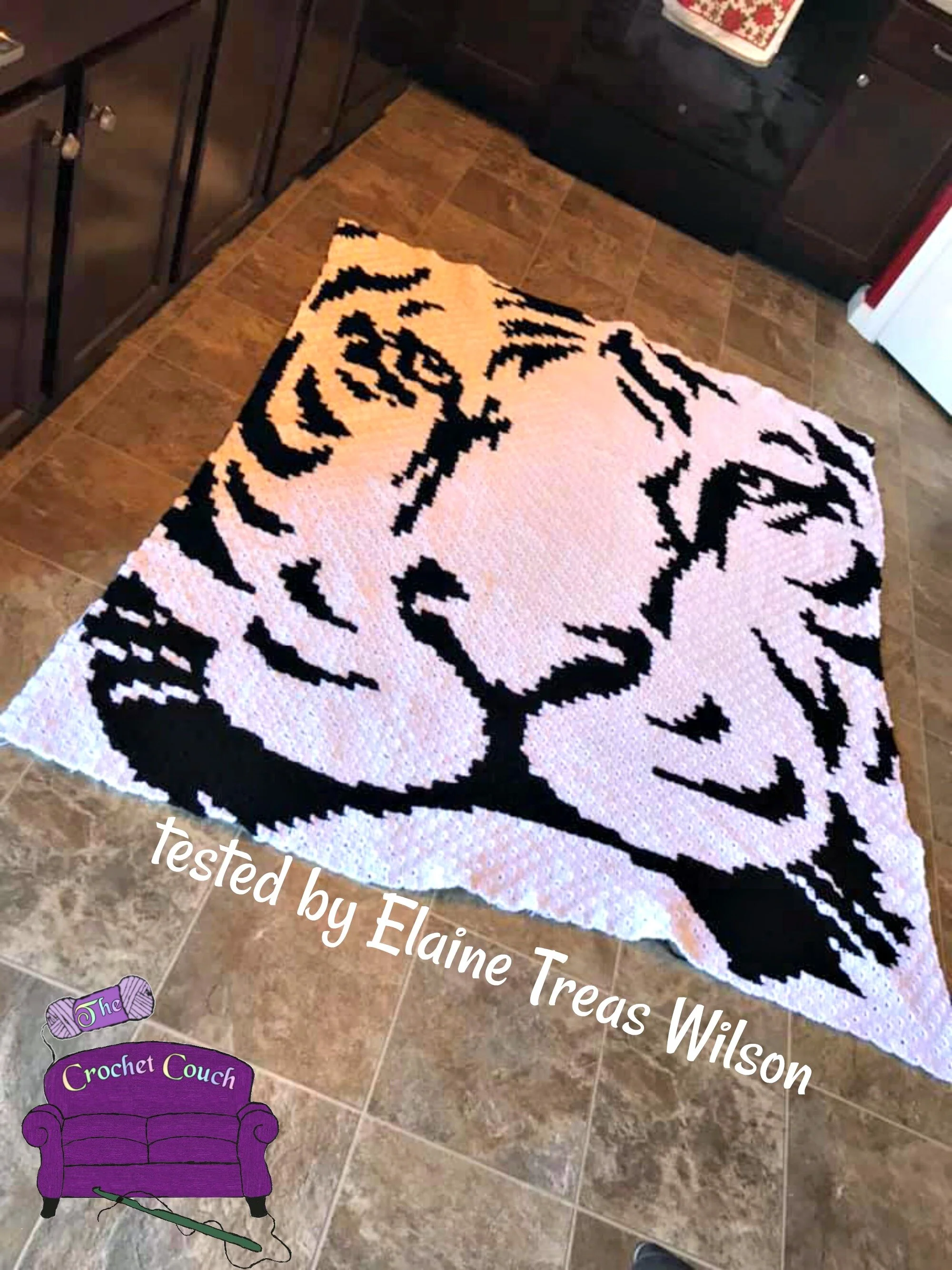 Tiger Afghan, Black and White, C2C Crochet Pattern