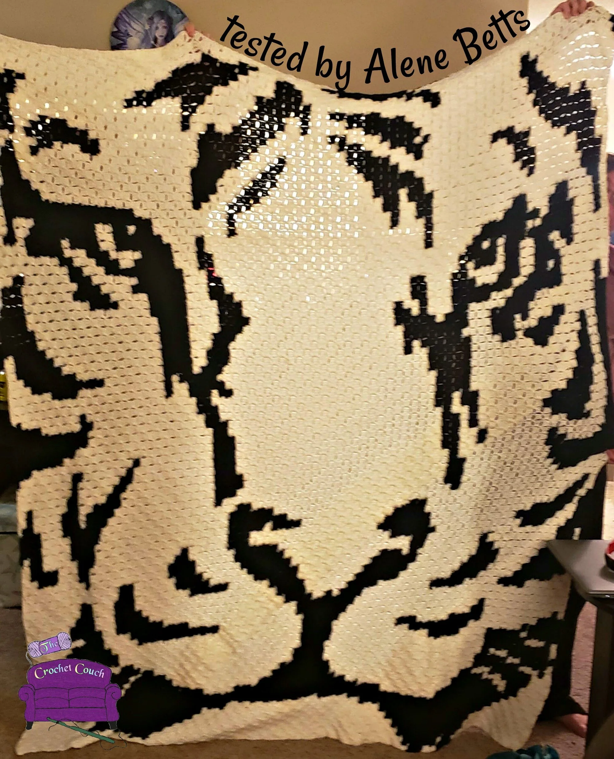 Tiger Afghan, Black and White, C2C Crochet Pattern