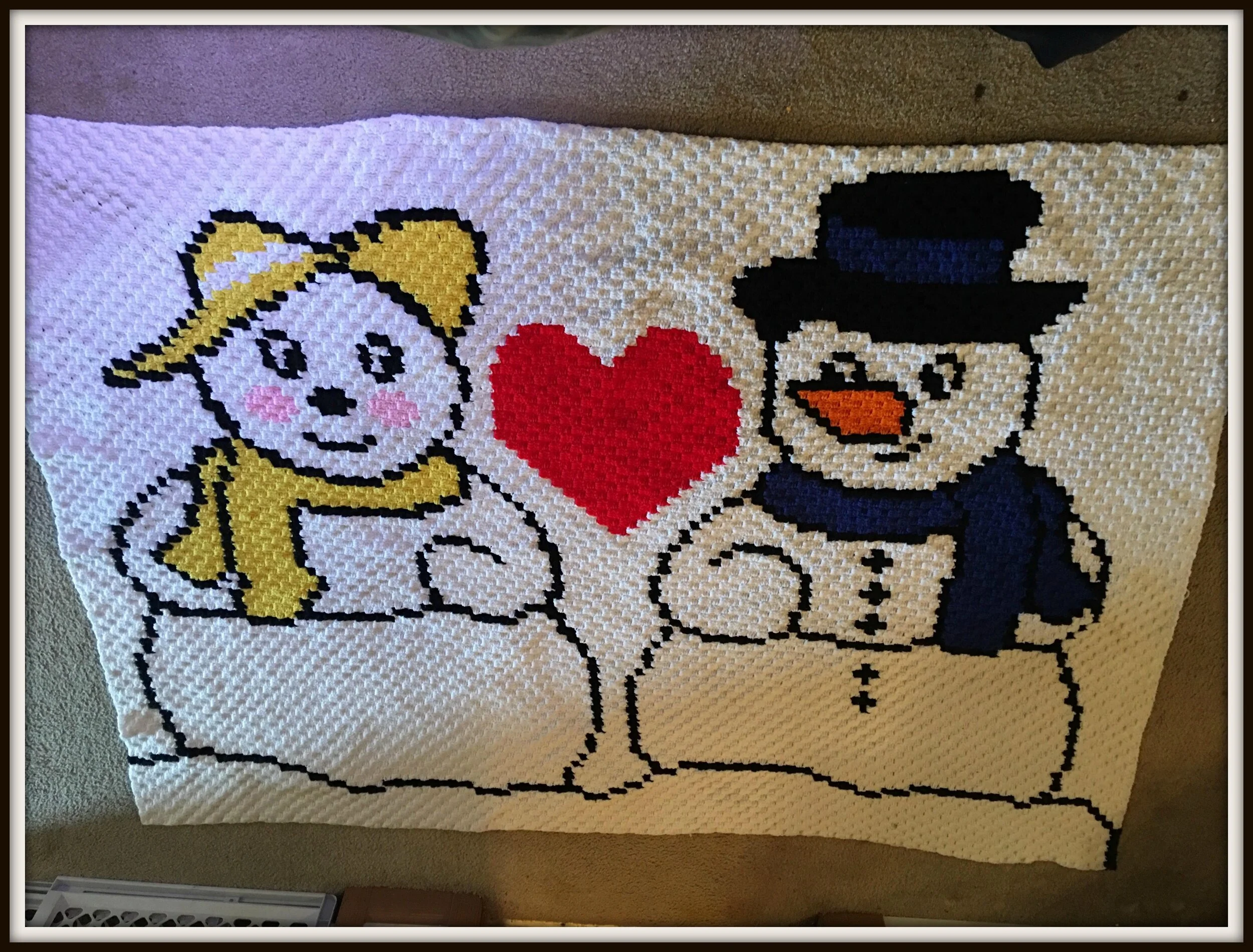 Snowman Couple Afghan, C2C Crochet Pattern, Written Row by Row, Color Counts, Instant Download, C2C Graph, C2C Pattern, C2C Crochet, Corner to Corner, Graphgan, Crochet Pattern