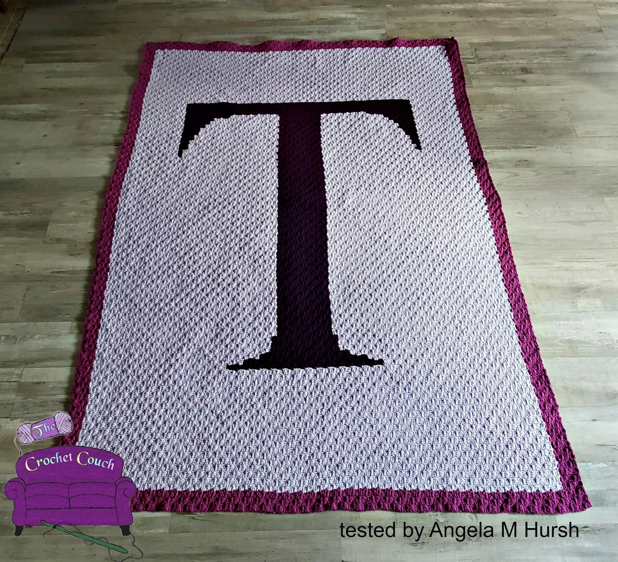 Letter T Twin Afghan, C2C Crochet Pattern, Written Row by Row, Color Counts, Instant Download, C2C Graph, C2C Pattern, C2C Crochet, Corner to Corner, Graphgan, Crochet Pattern